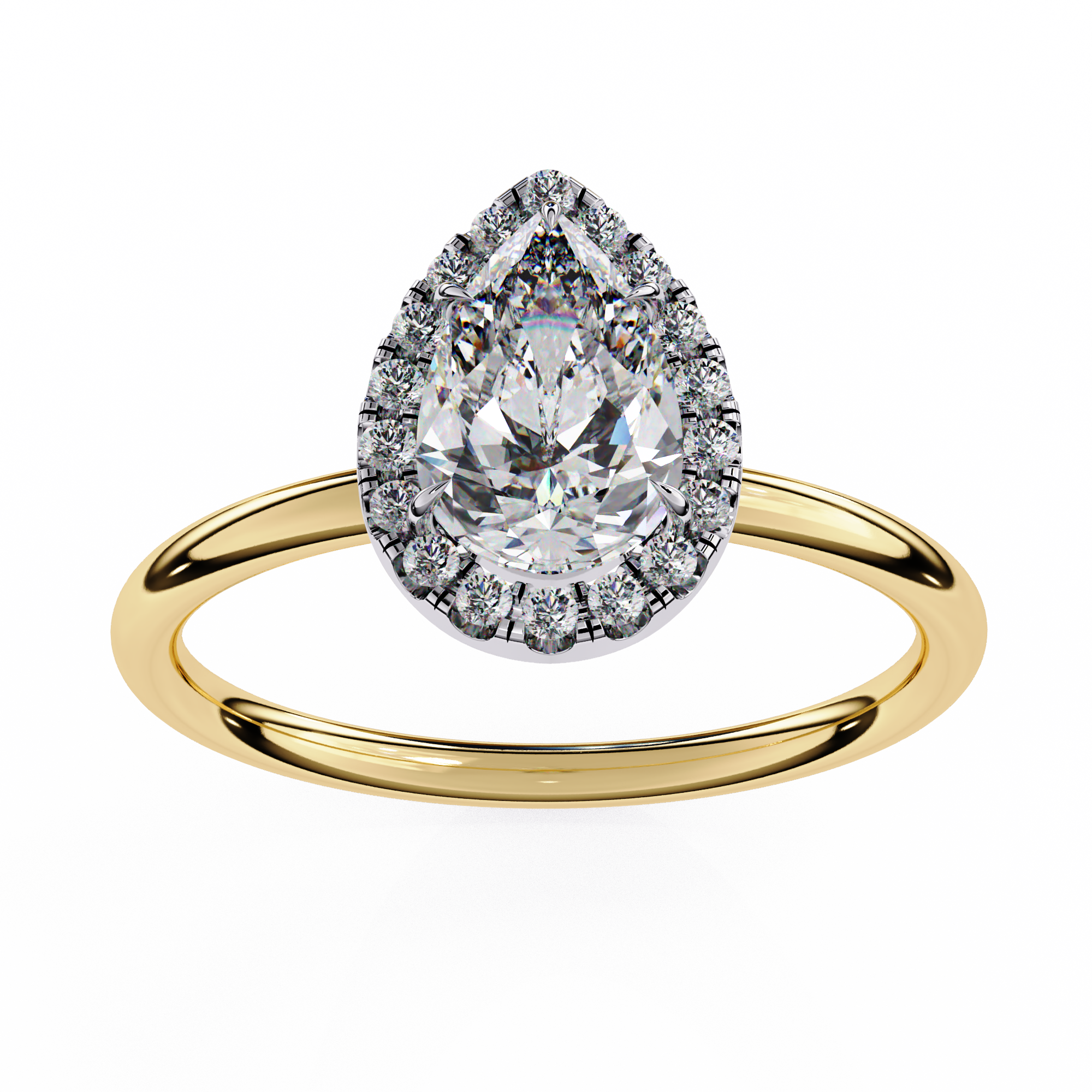1.35 Carat Pear Cut Lab Grown Diamond Halo Engagement Ring
