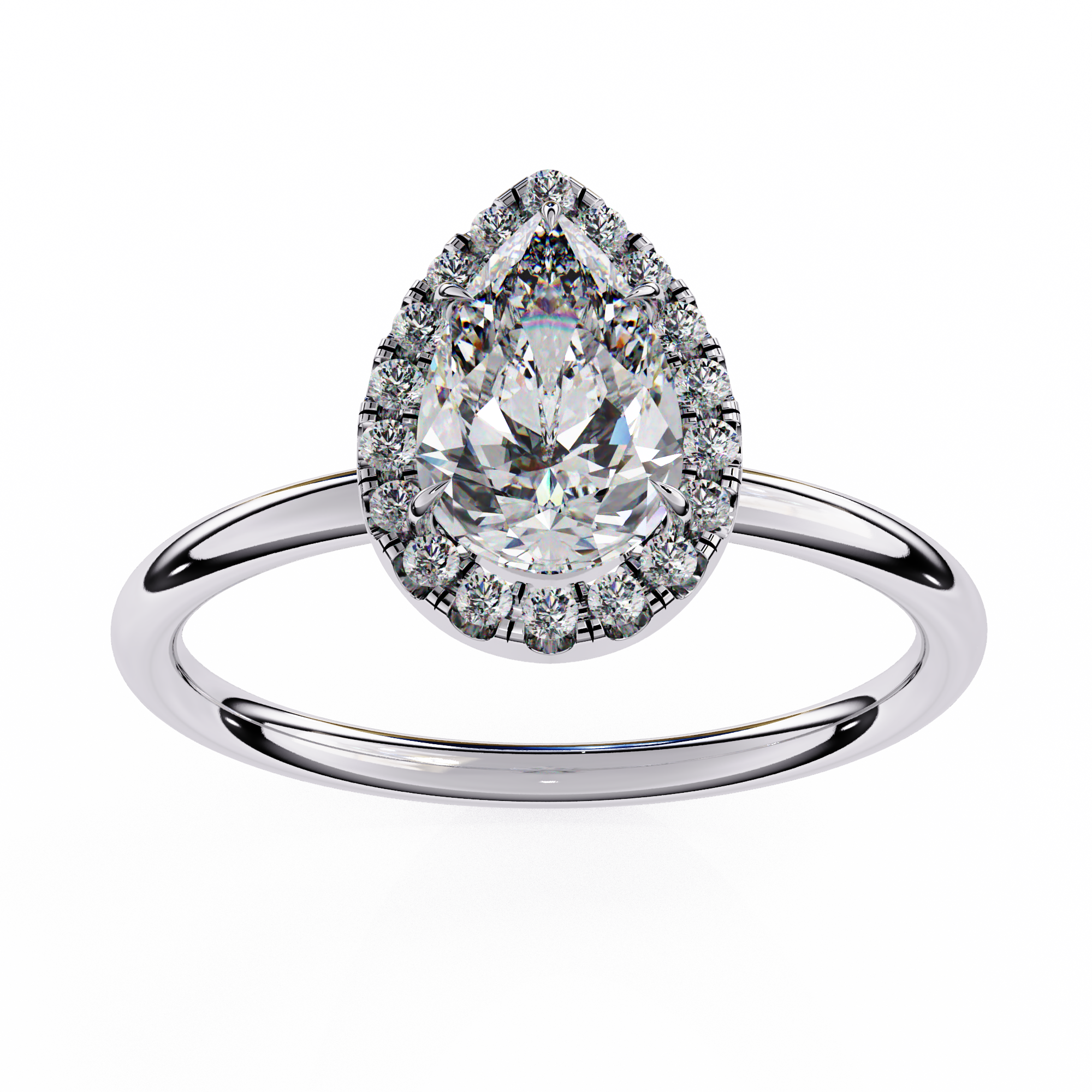 1.35 Carat Pear Cut Lab Grown Diamond Halo Engagement Ring