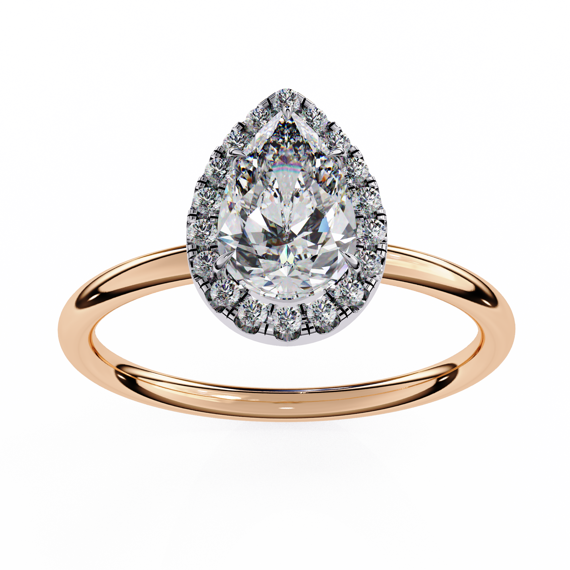 1.35 Carat Pear Cut Lab Grown Diamond Halo Engagement Ring