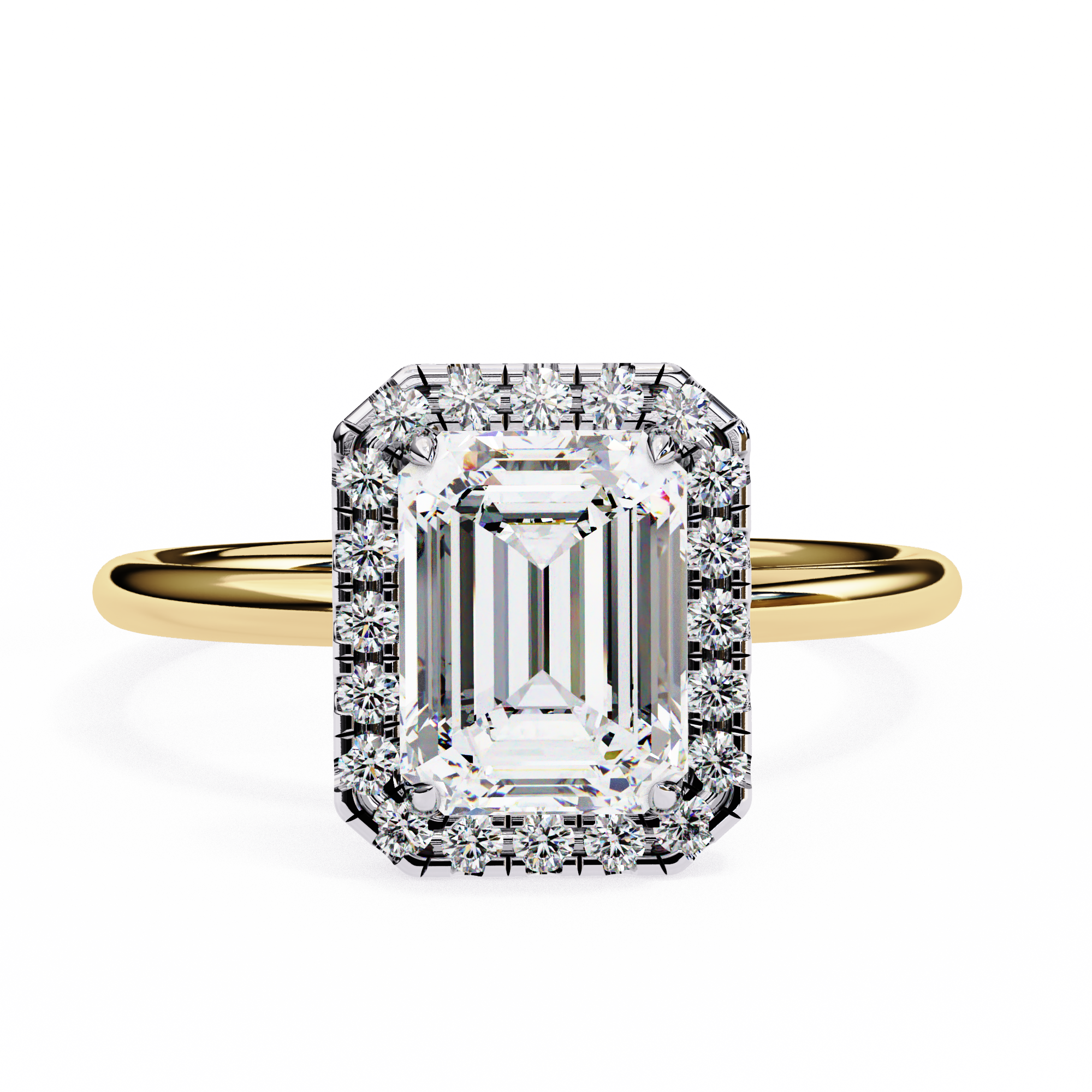 1.83 Carat Emerald Cut Lab Grown Diamond Halo Engagement Ring