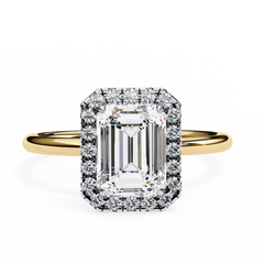 1.83 Carat Emerald Cut Lab Grown Diamond Halo Engagement Ring