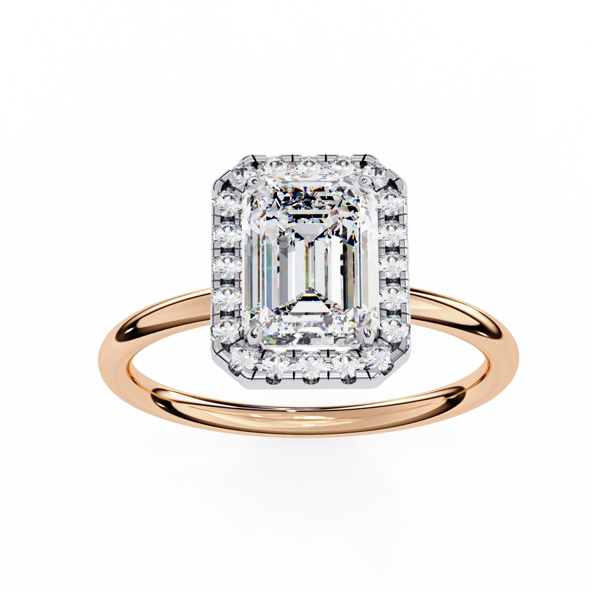 1.83 Carat Emerald Cut Lab Grown Diamond Halo Engagement Ring