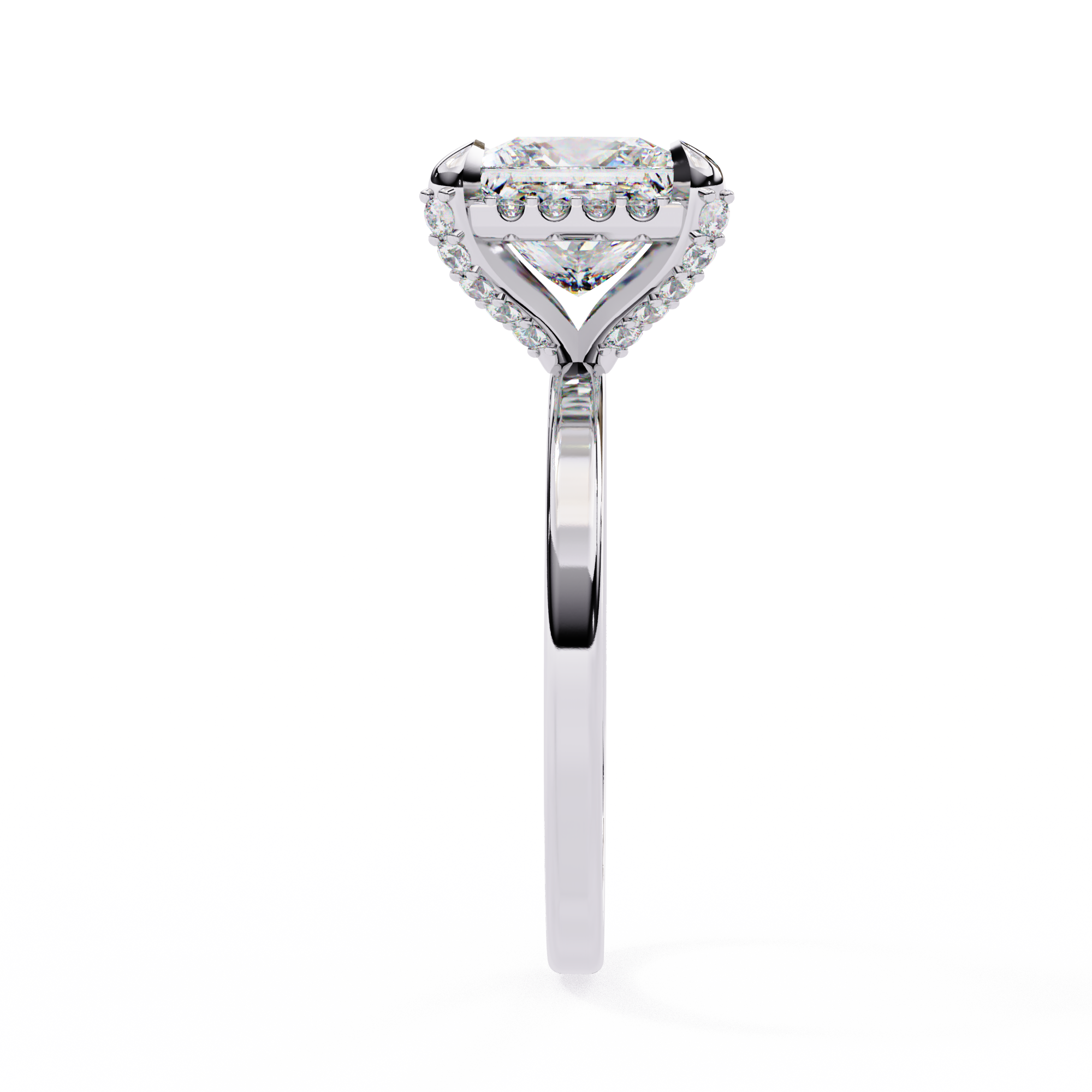 2.22 Carat Princess Cut Lab Grown Diamond Halo Engagement Ring