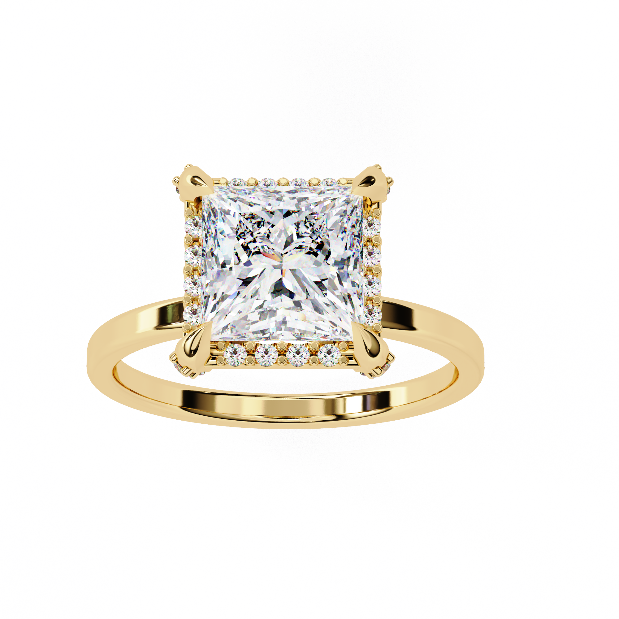 2.22 Carat Princess Cut Lab Grown Diamond Halo Engagement Ring