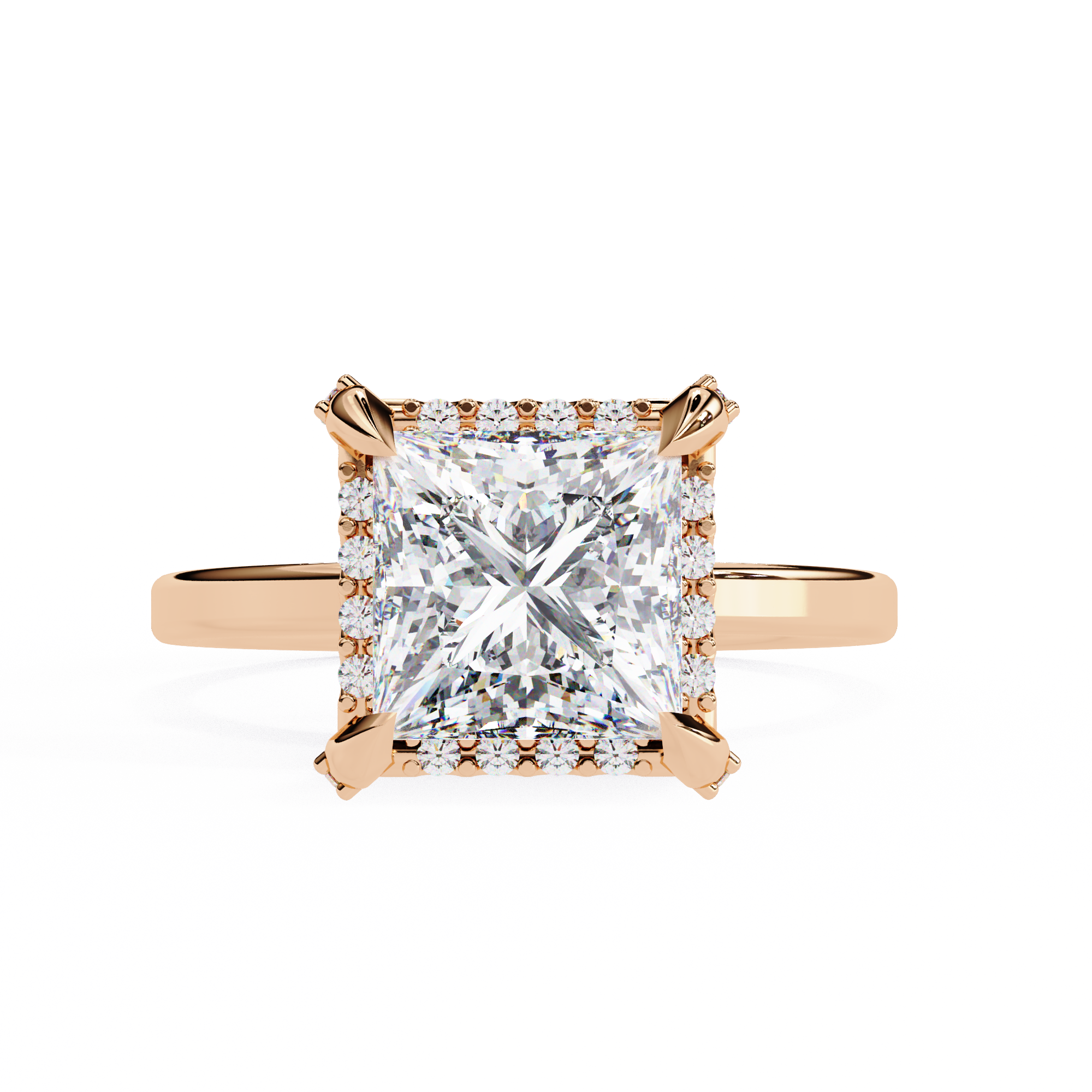 2.22 Carat Princess Cut Lab Grown Diamond Halo Engagement Ring