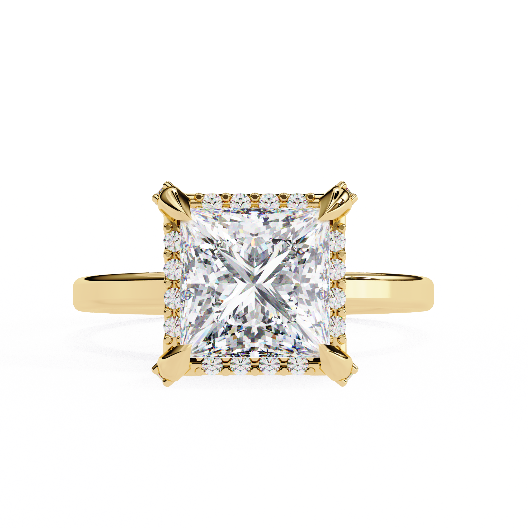 2.22 Carat Princess Cut Lab Grown Diamond Halo Engagement Ring