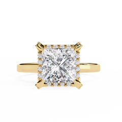 2.22 Carat Princess Cut Lab Grown Diamond Halo Engagement Ring