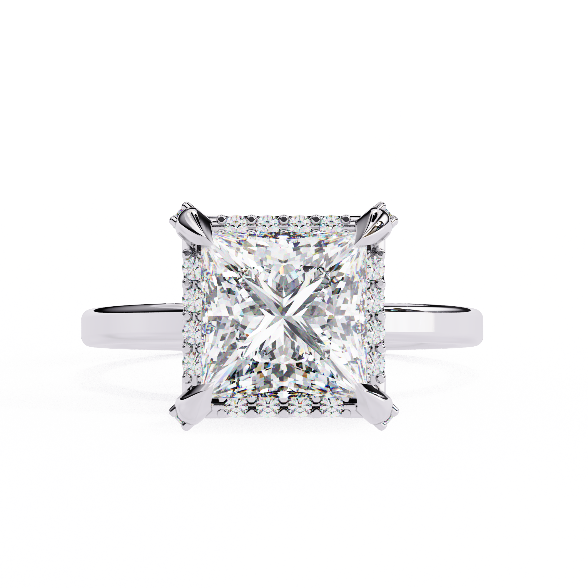 2.22 Carat Princess Cut Lab Grown Diamond Halo Engagement Ring