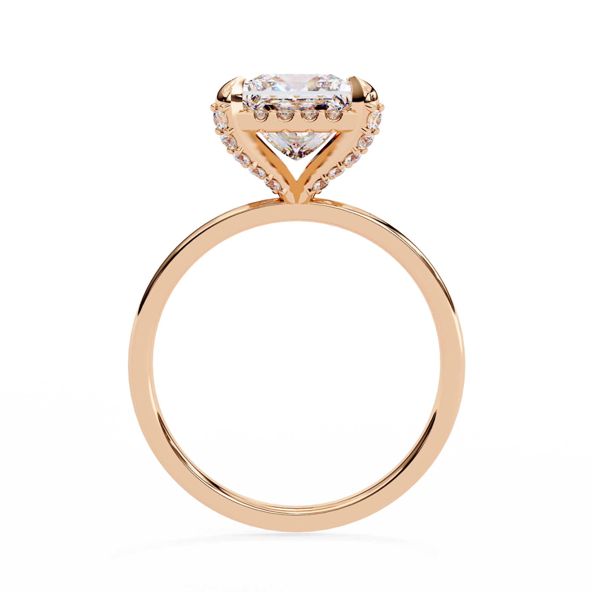 2.22 Carat Princess Cut Lab Grown Diamond Halo Engagement Ring