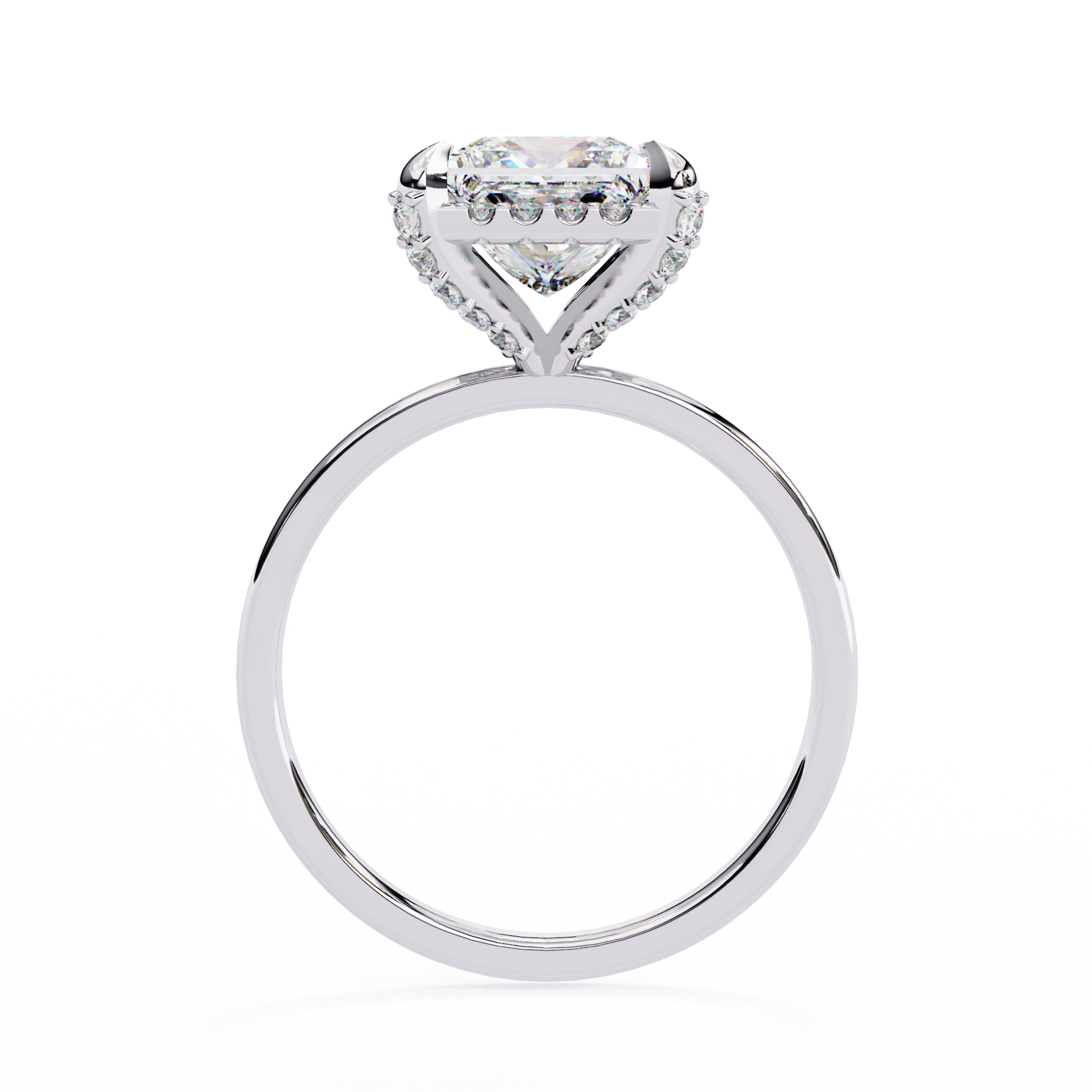 2.22 Carat Princess Cut Lab Grown Diamond Halo Engagement Ring