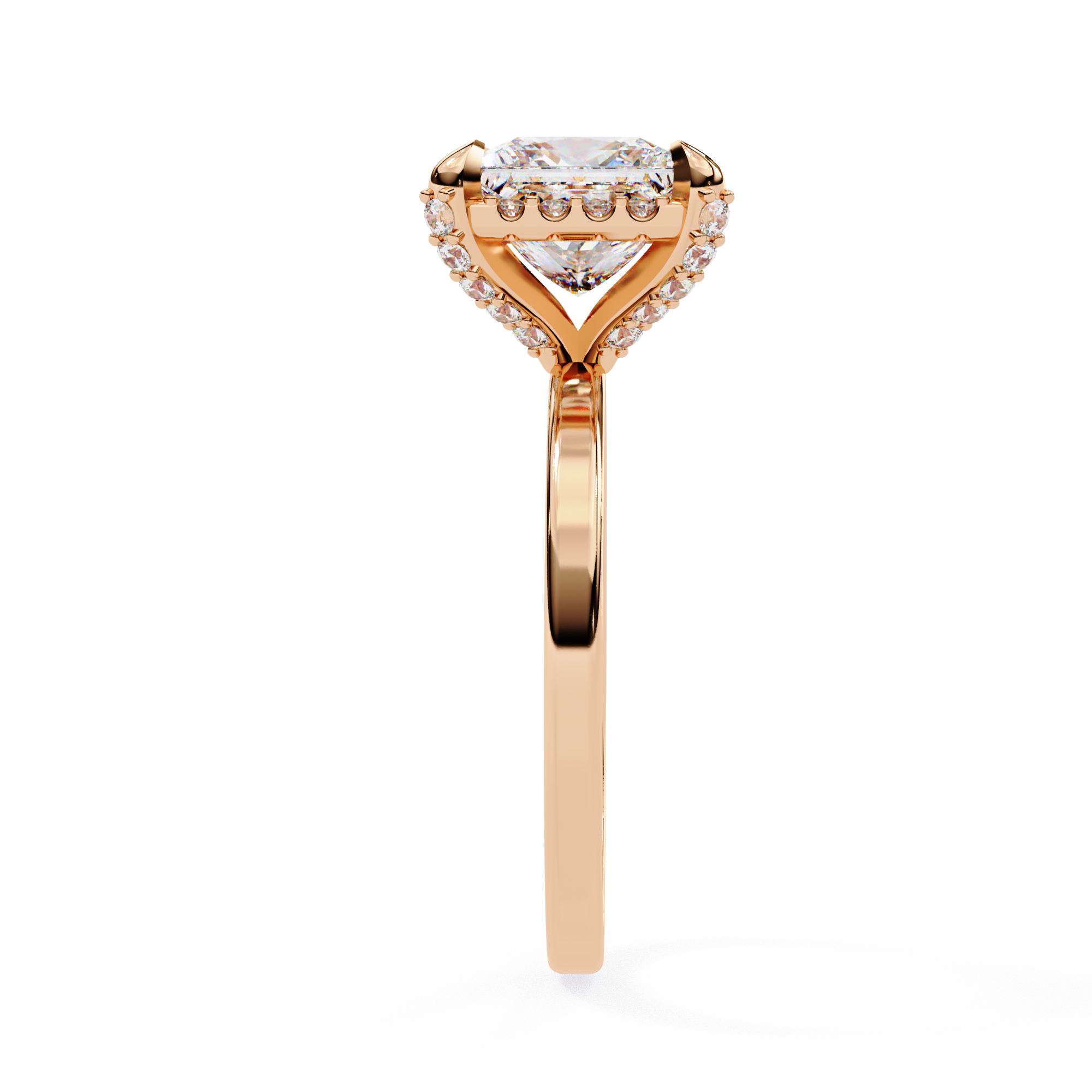 2.22 Carat Princess Cut Lab Grown Diamond Halo Engagement Ring