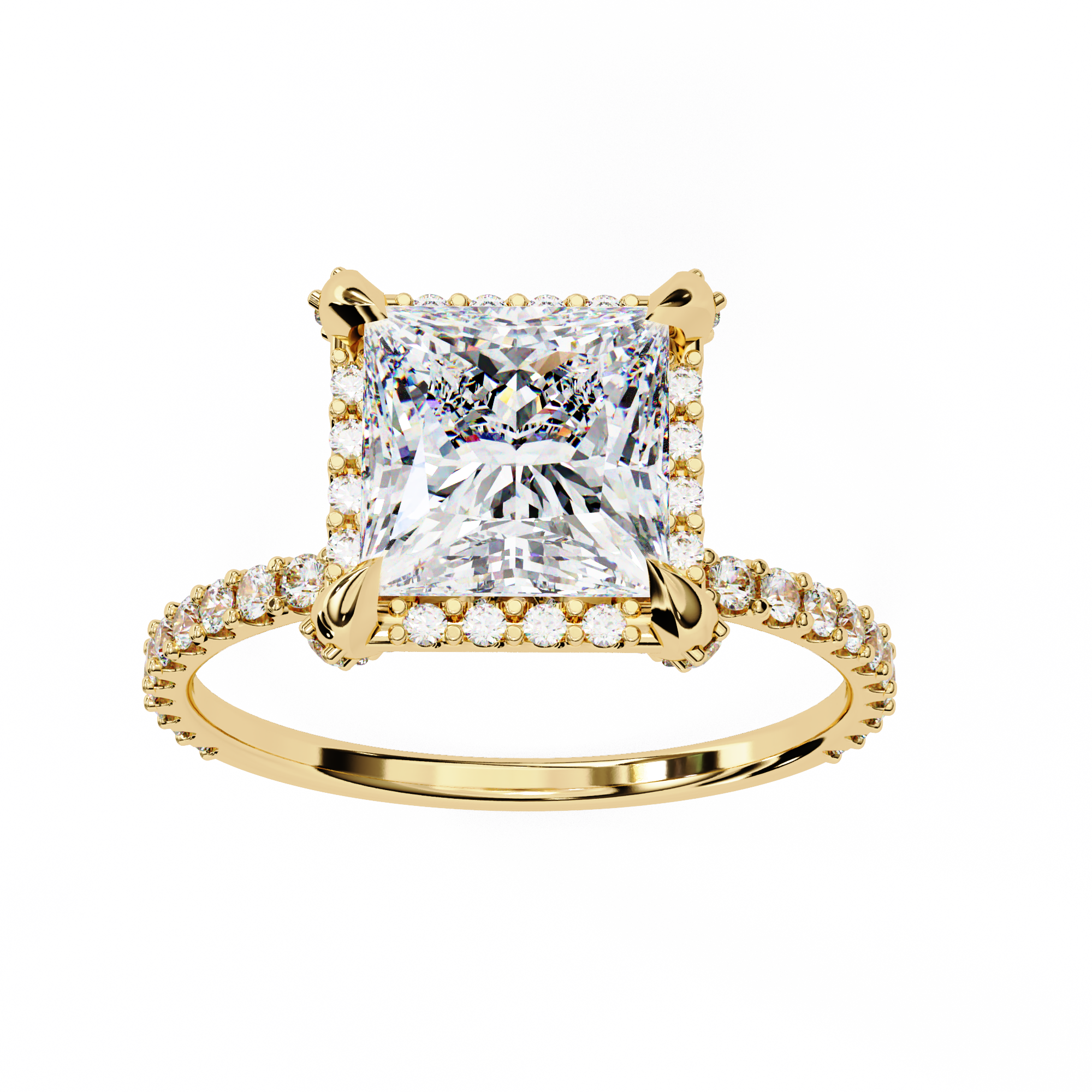 2.52 Carat Princess Cut Lab Grown Diamond Halo Engagement Ring
