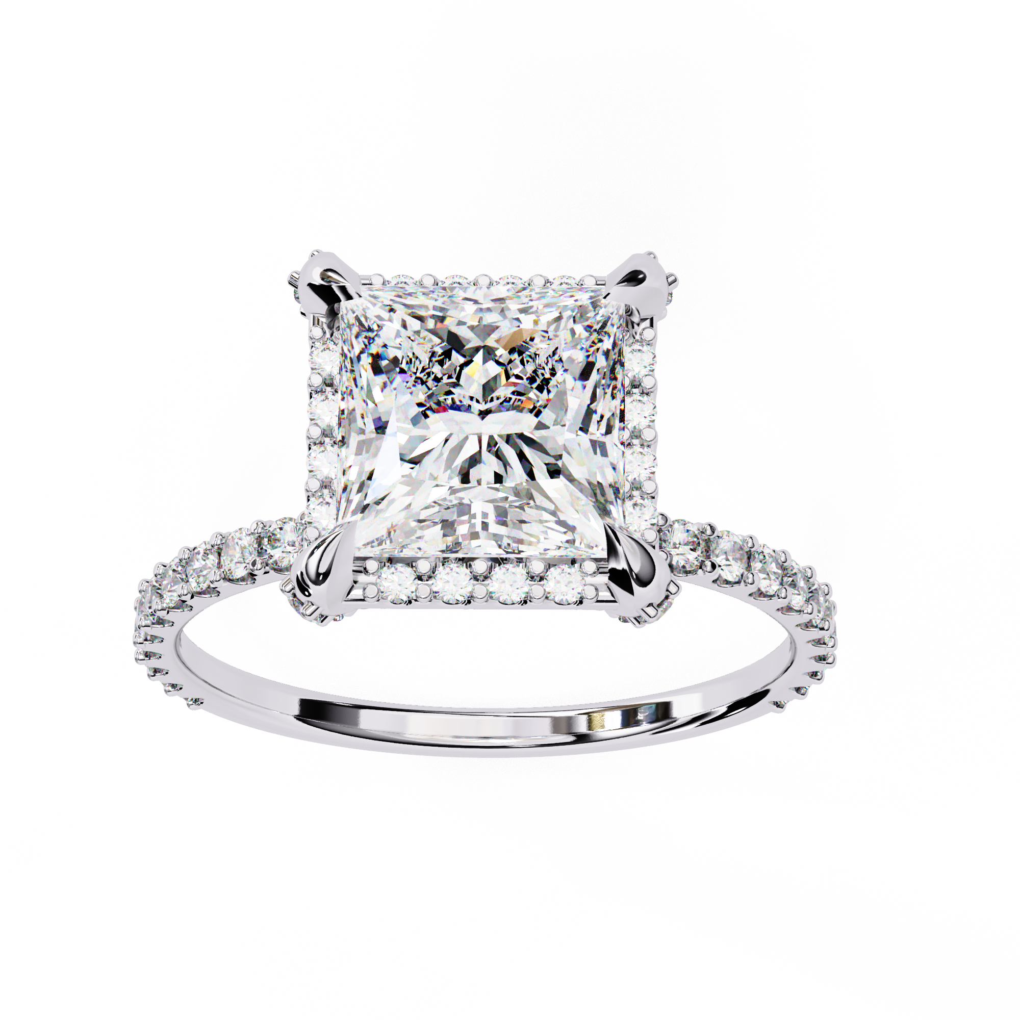 2.52 Carat Princess Cut Lab Grown Diamond Halo Engagement Ring