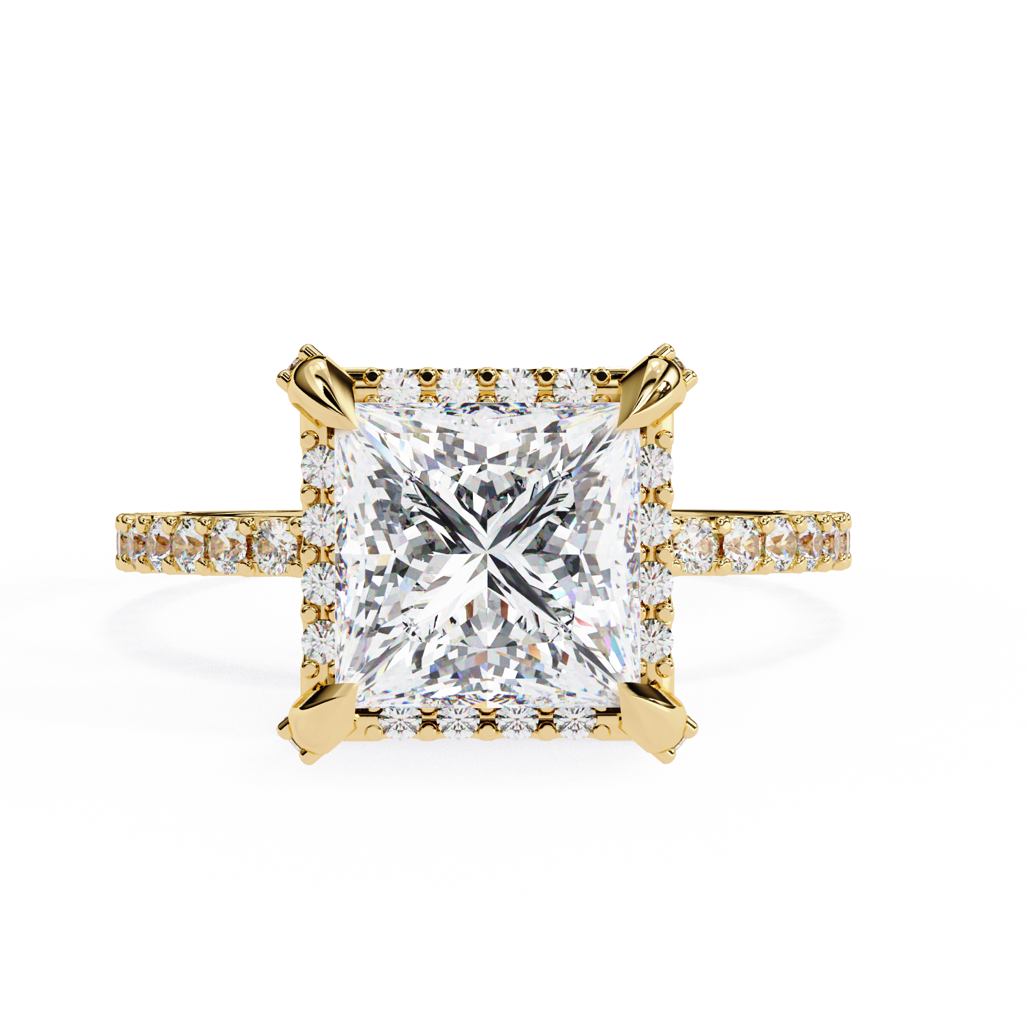 2.52 Carat Princess Cut Lab Grown Diamond Halo Engagement Ring