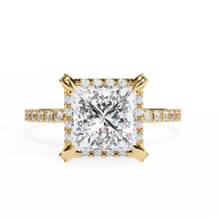 2.52 Carat Princess Cut Lab Grown Diamond Halo Engagement Ring