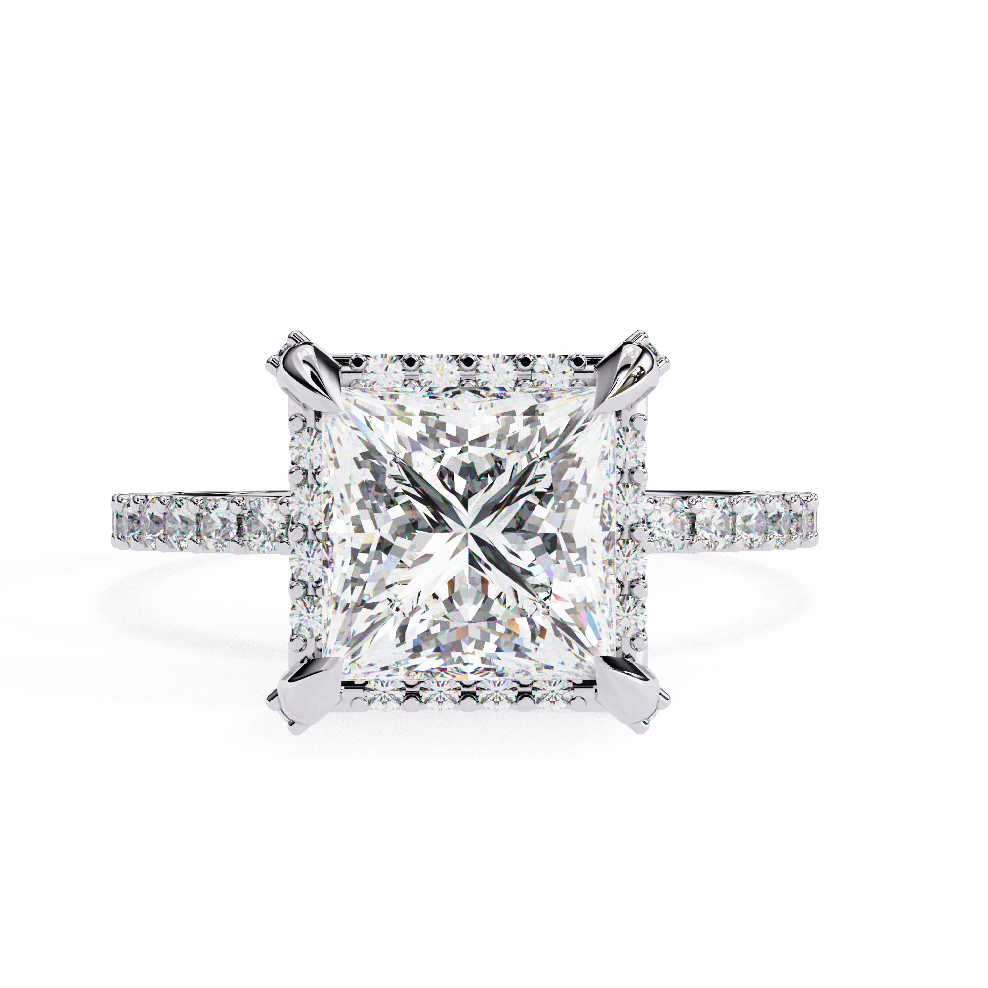 2.52 Carat Princess Cut Lab Grown Diamond Halo Engagement Ring