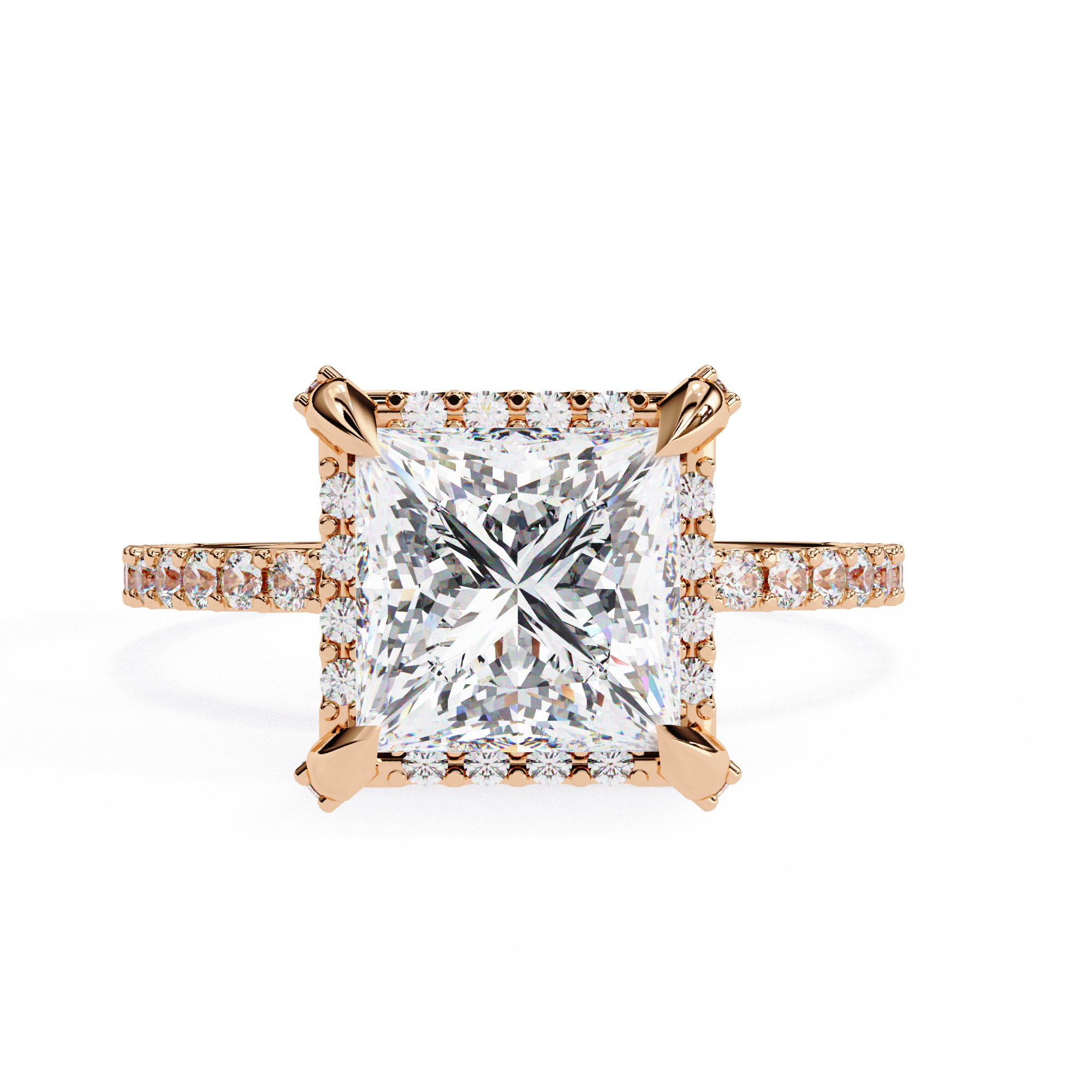 2.52 Carat Princess Cut Lab Grown Diamond Halo Engagement Ring