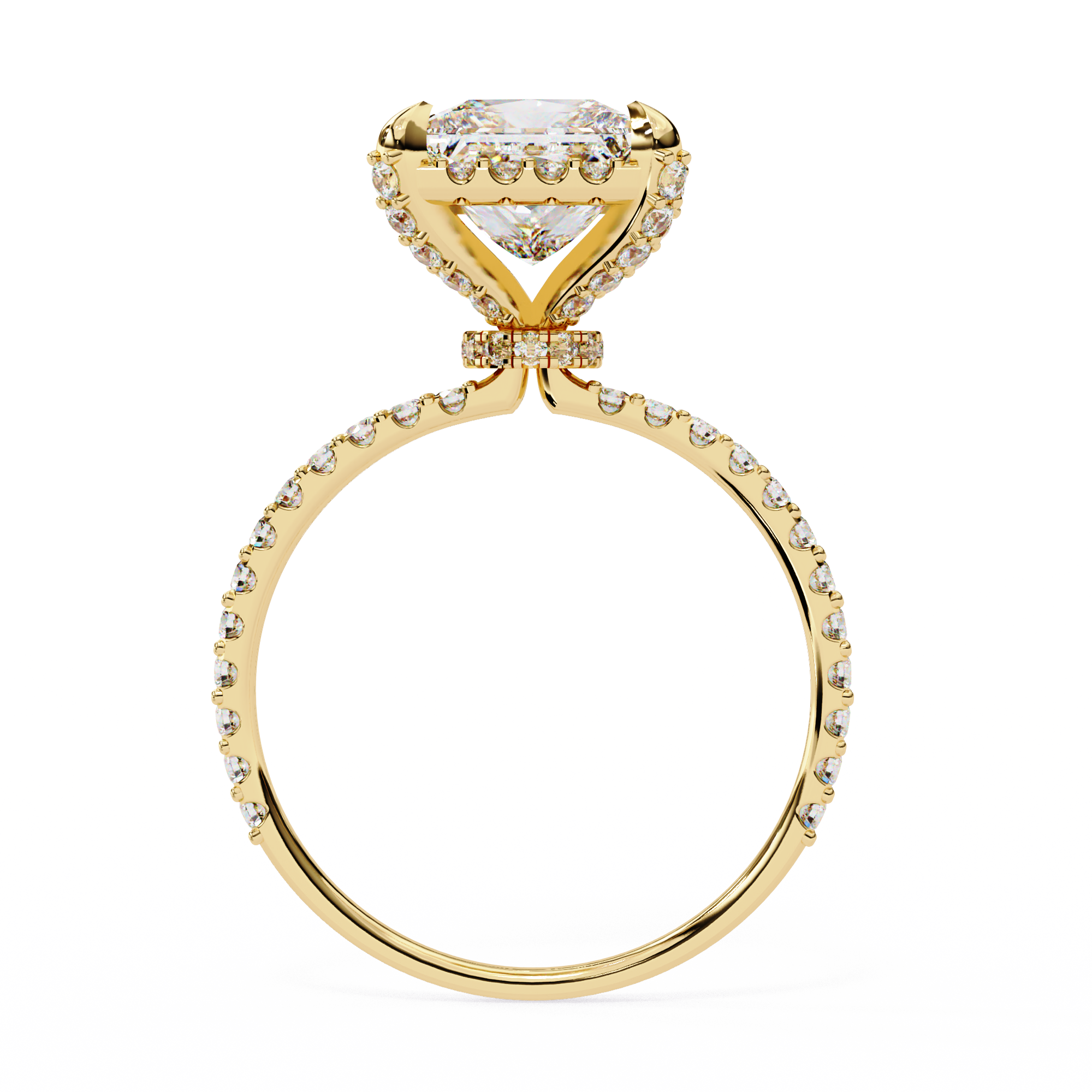 2.52 Carat Princess Cut Lab Grown Diamond Halo Engagement Ring
