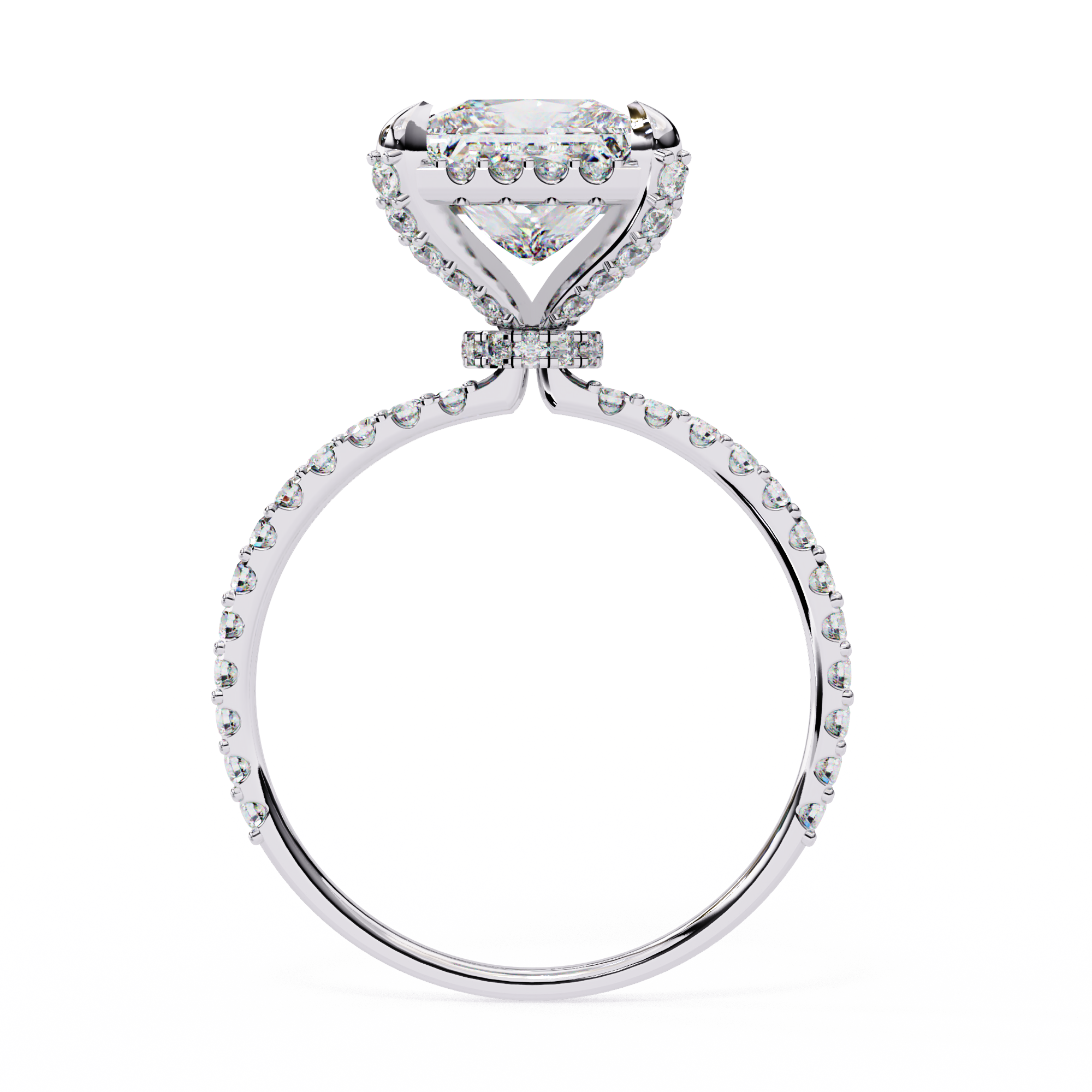 2.52 Carat Princess Cut Lab Grown Diamond Halo Engagement Ring