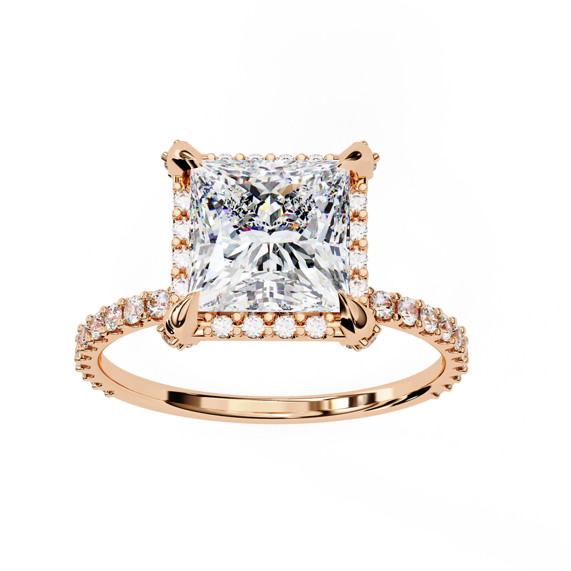 2.52 Carat Princess Cut Lab Grown Diamond Halo Engagement Ring