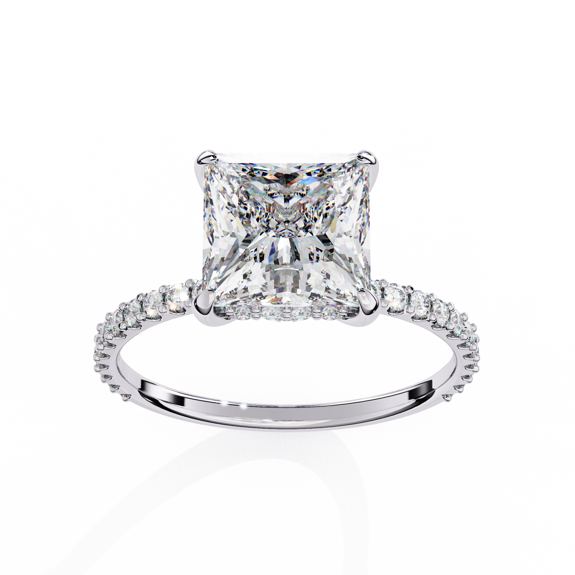2.655 Carat Princess Cut Lab Grown Diamond Solitaire Engagement Ring