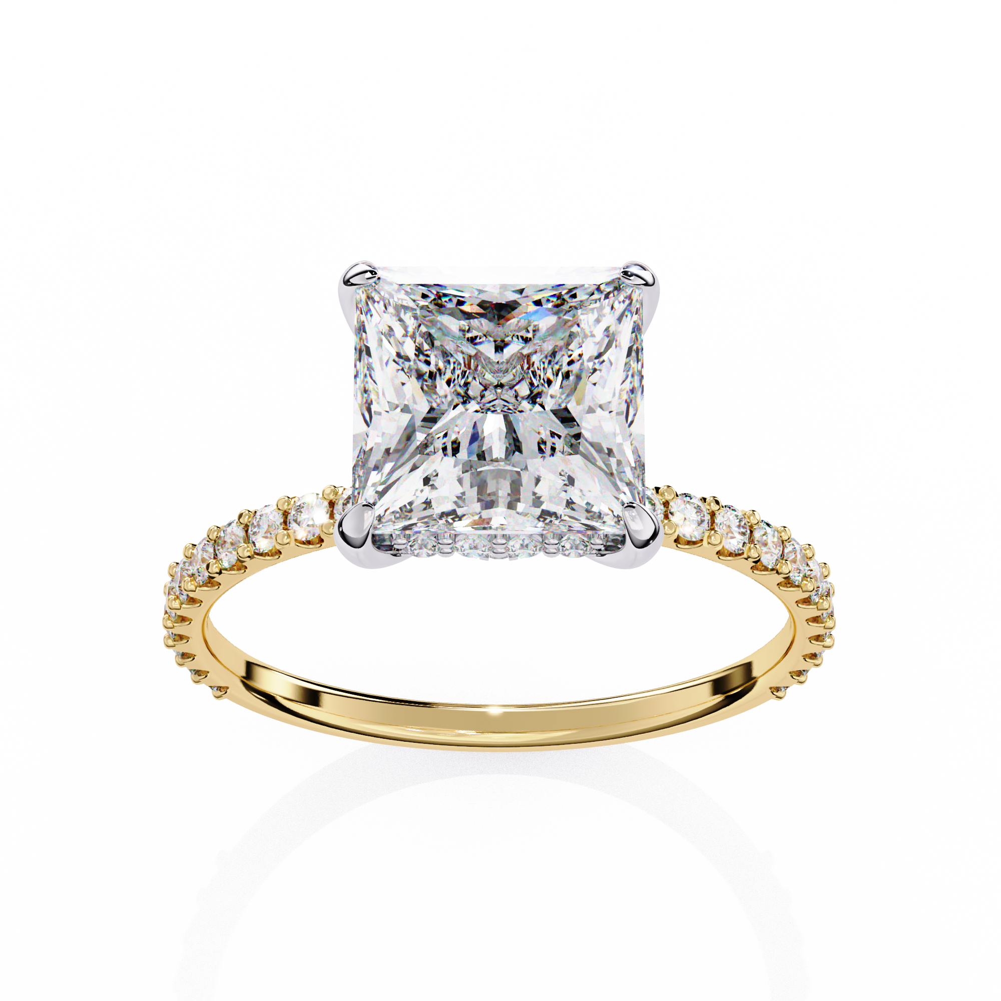 2.655 Carat Princess Cut Lab Grown Diamond Solitaire Engagement Ring