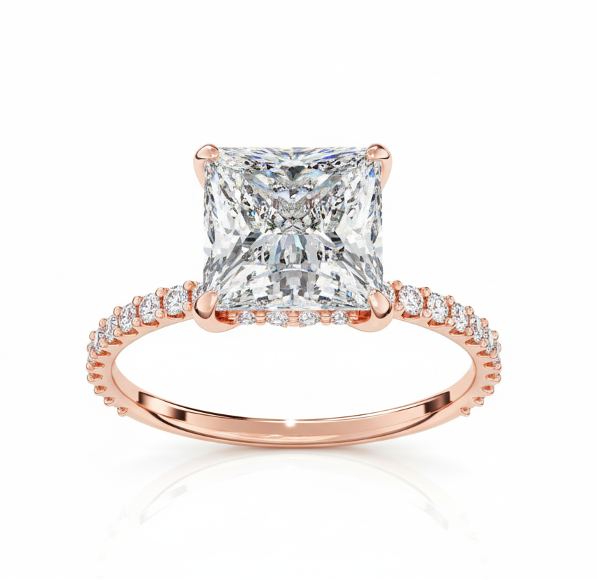 2.655 Carat Princess Cut Lab Grown Diamond Solitaire Engagement Ring
