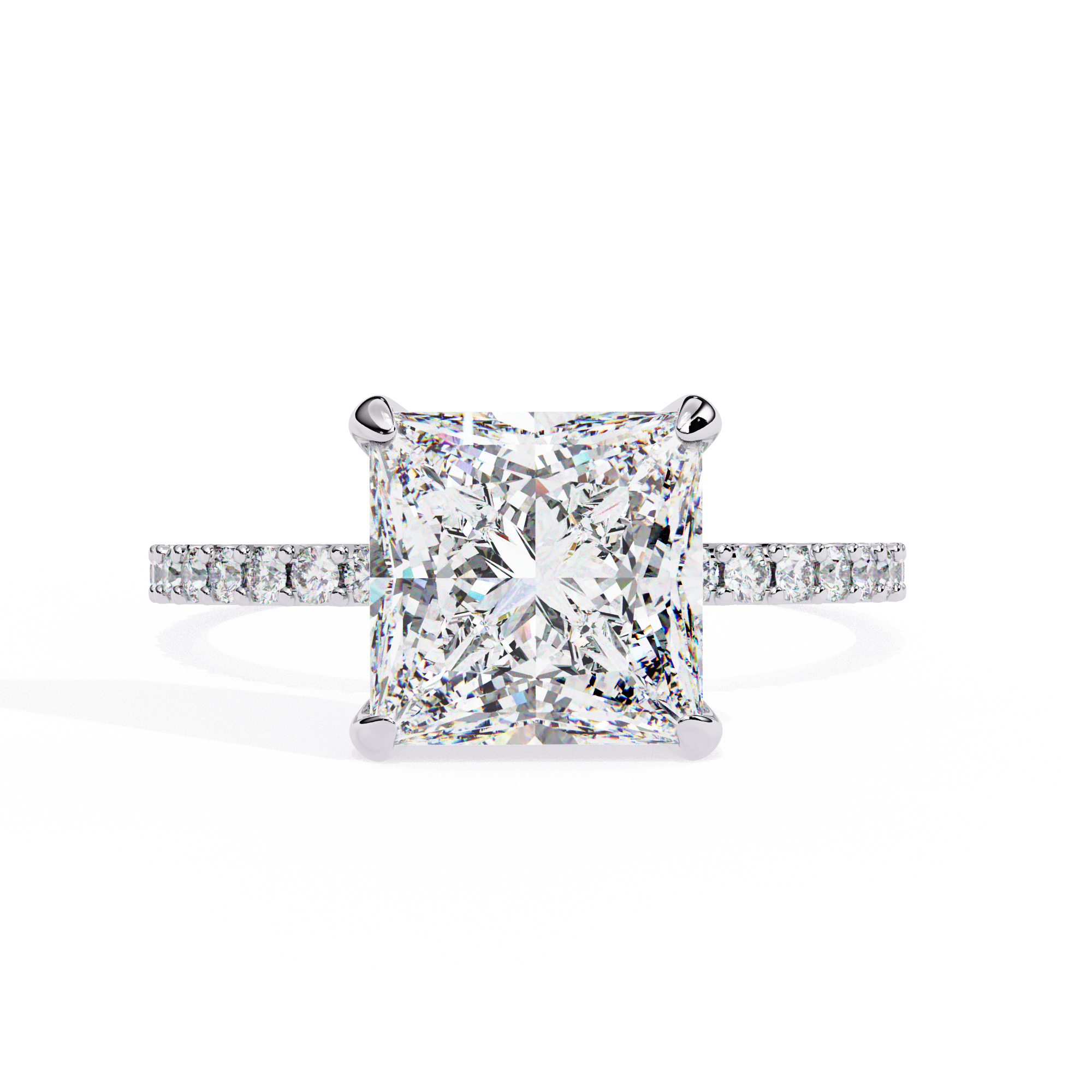 2.655 Carat Princess Cut Lab Grown Diamond Solitaire Engagement Ring