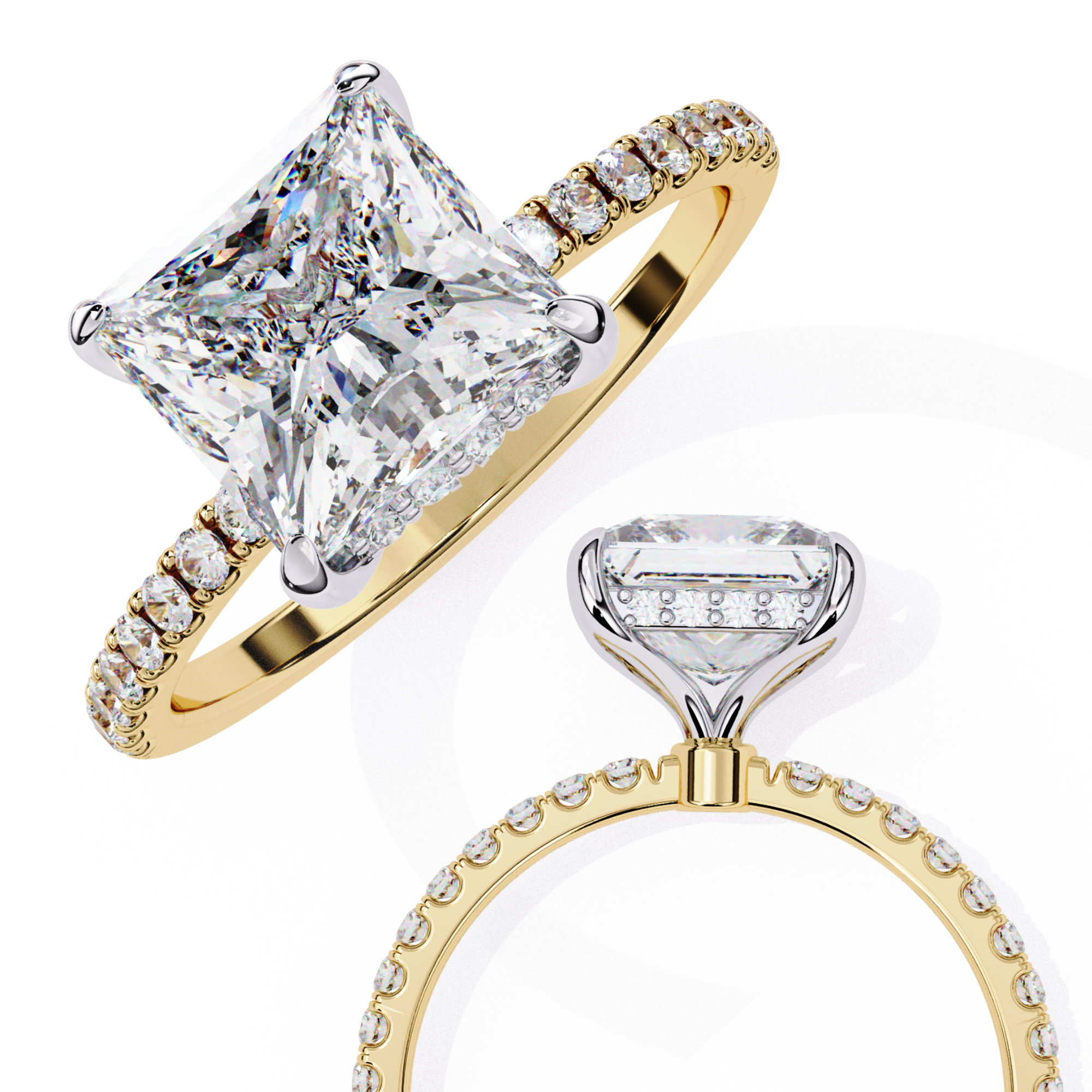 2.54 Carat Princess Cut Lab Grown Diamond Solitaire Engagement Ring