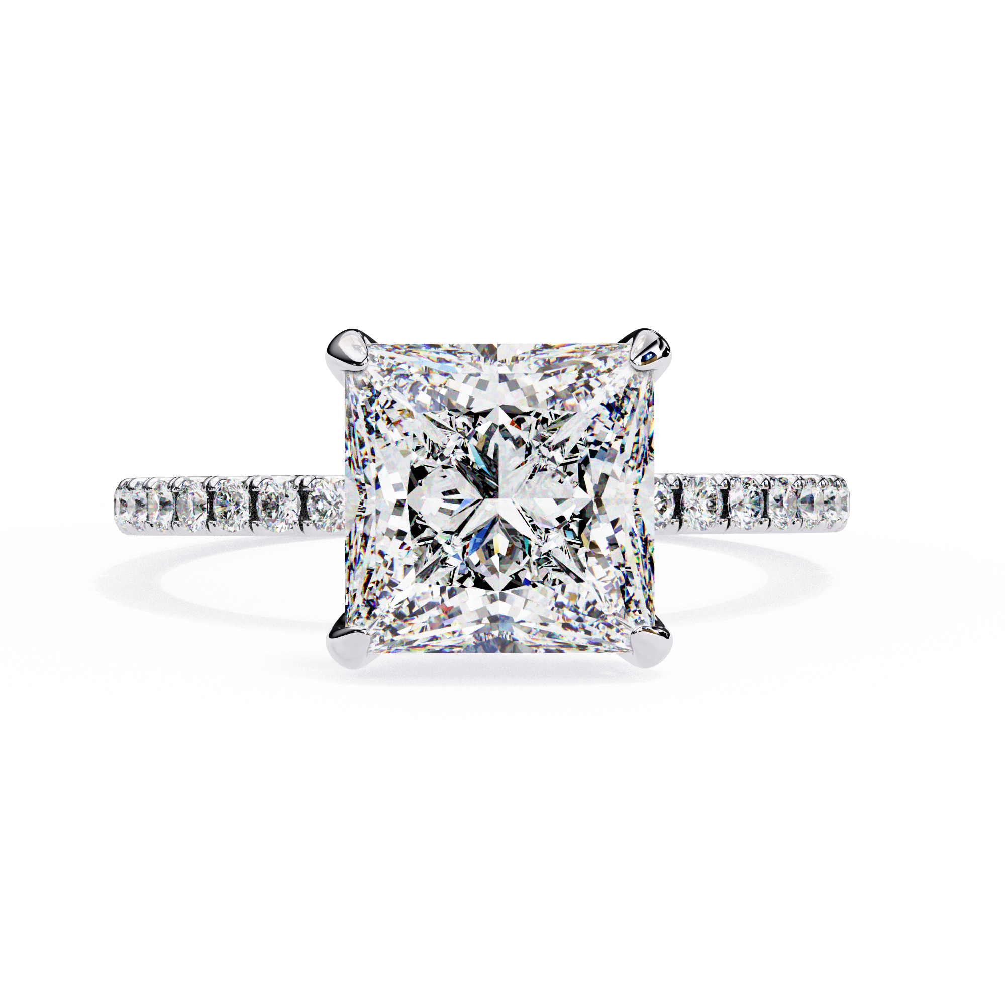 2.54 Carat Princess Cut Lab Grown Diamond Solitaire Engagement Ring