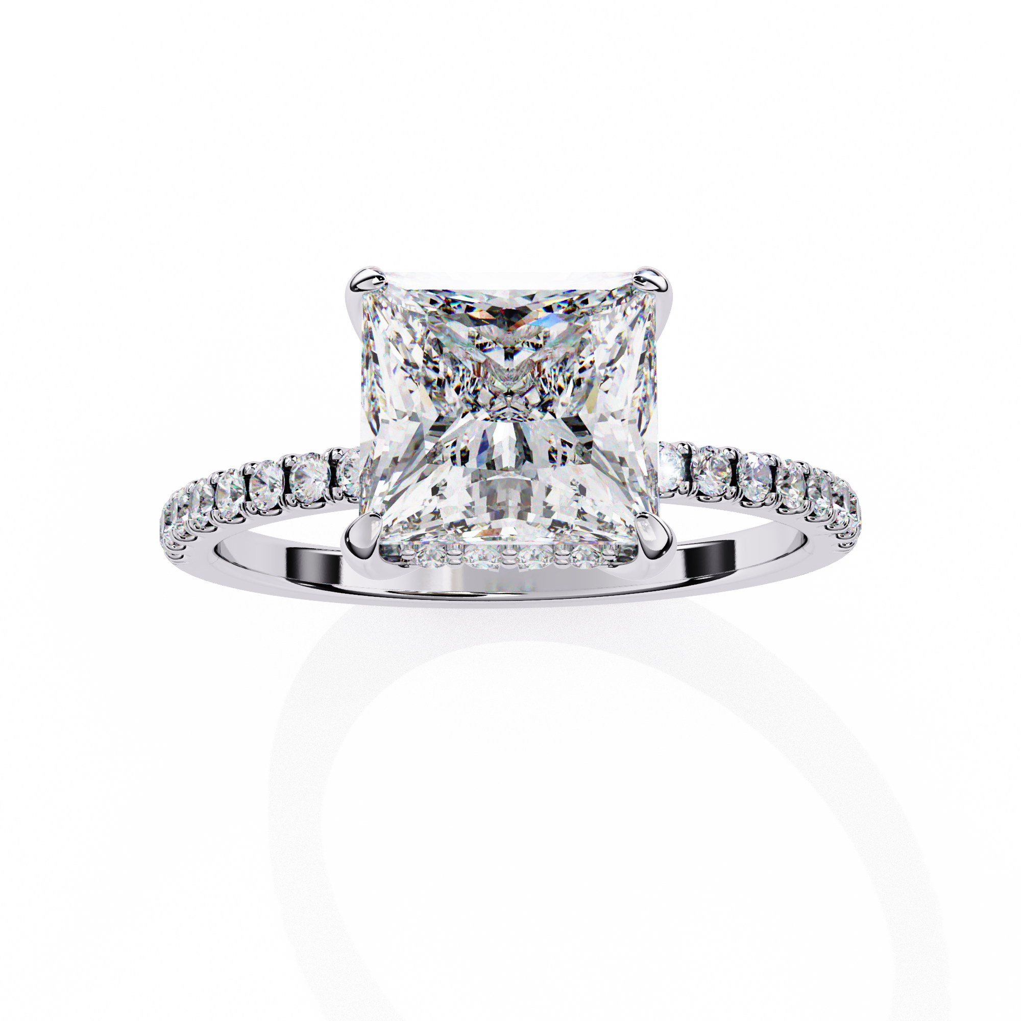2.54 Carat Princess Cut Lab Grown Diamond Solitaire Engagement Ring