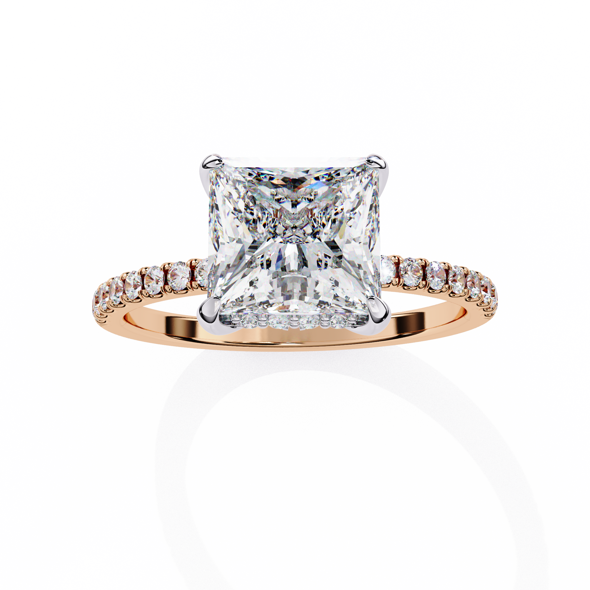 2.54 Carat Princess Cut Lab Grown Diamond Solitaire Engagement Ring