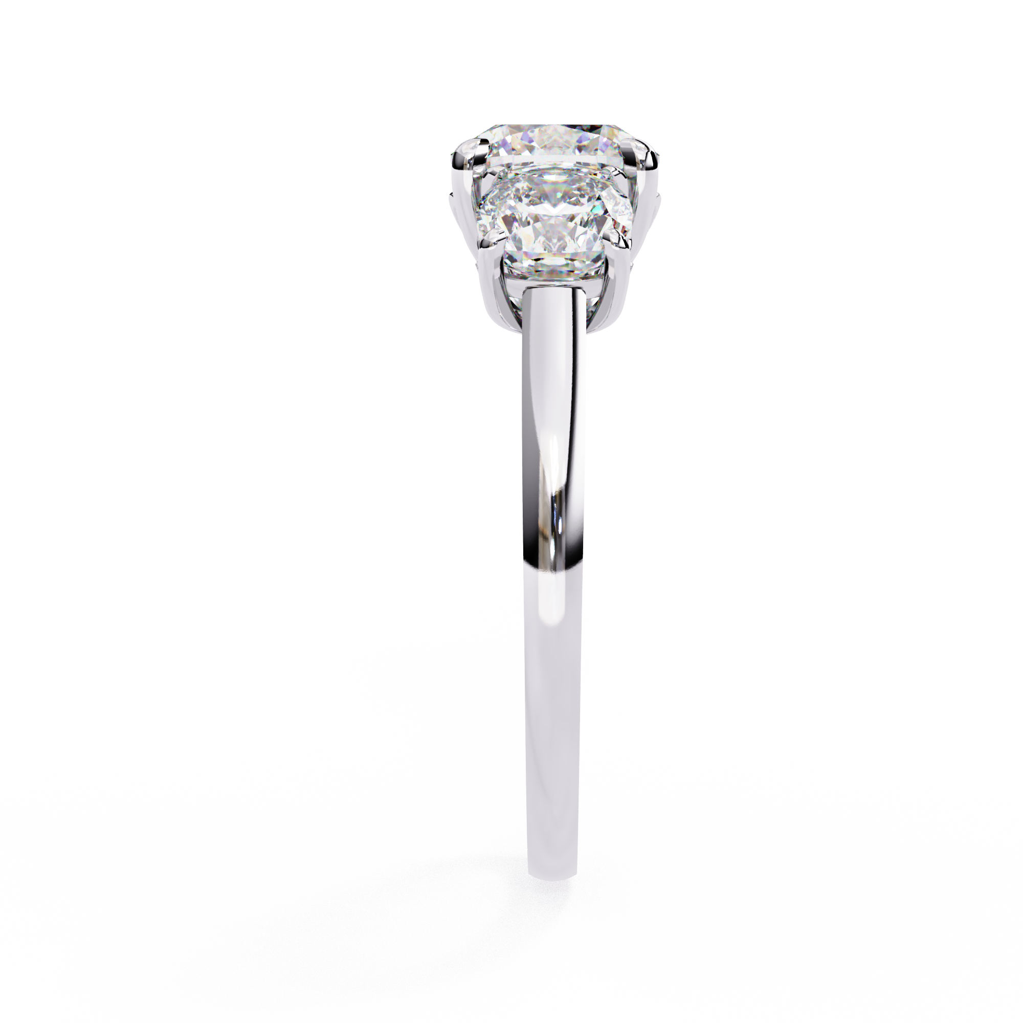 3.96 Carat Cushion Cut Lab Grown Diamond Three-Stone Engagement Ring
