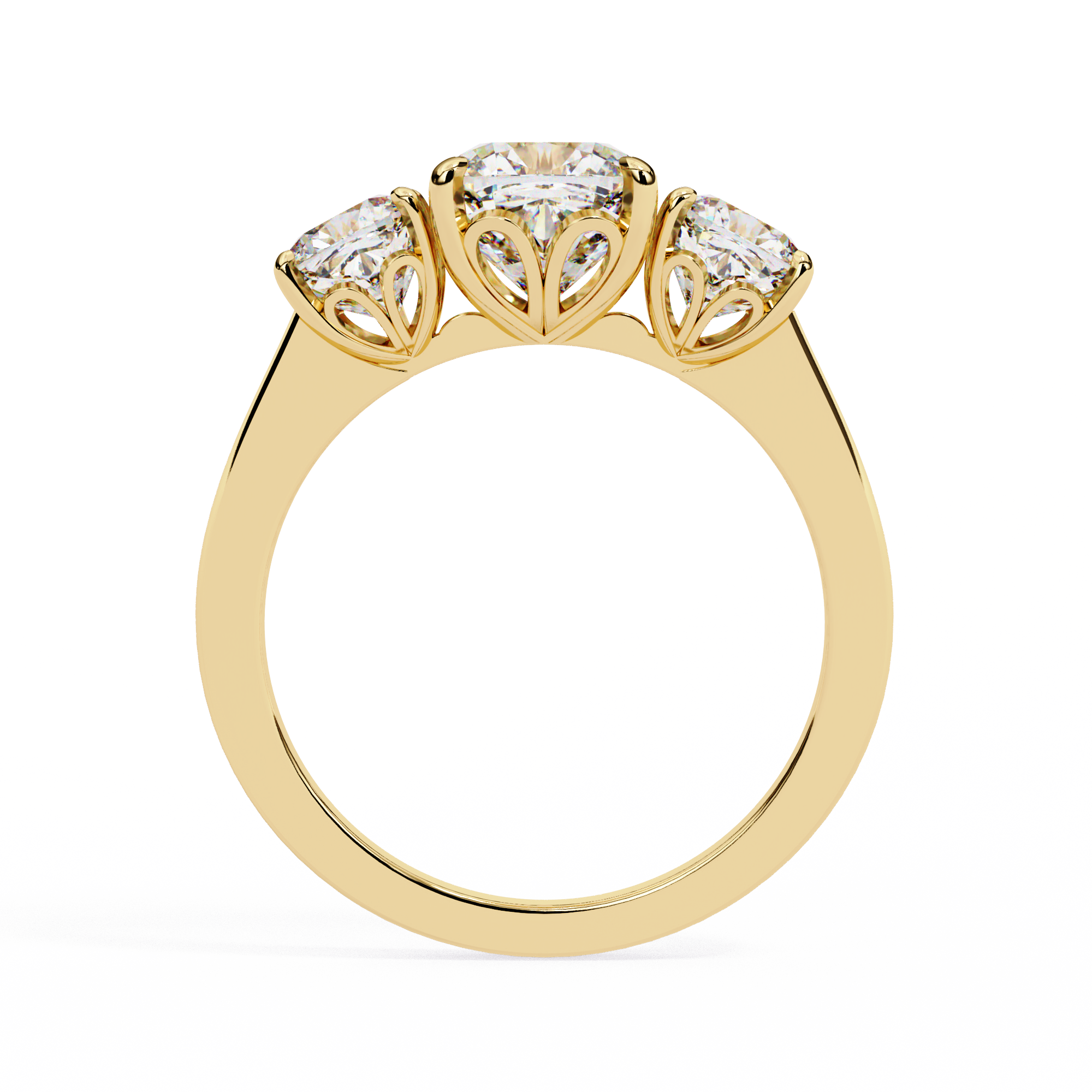 3.96 Carat Cushion Cut Lab Grown Diamond Three-Stone Engagement Ring