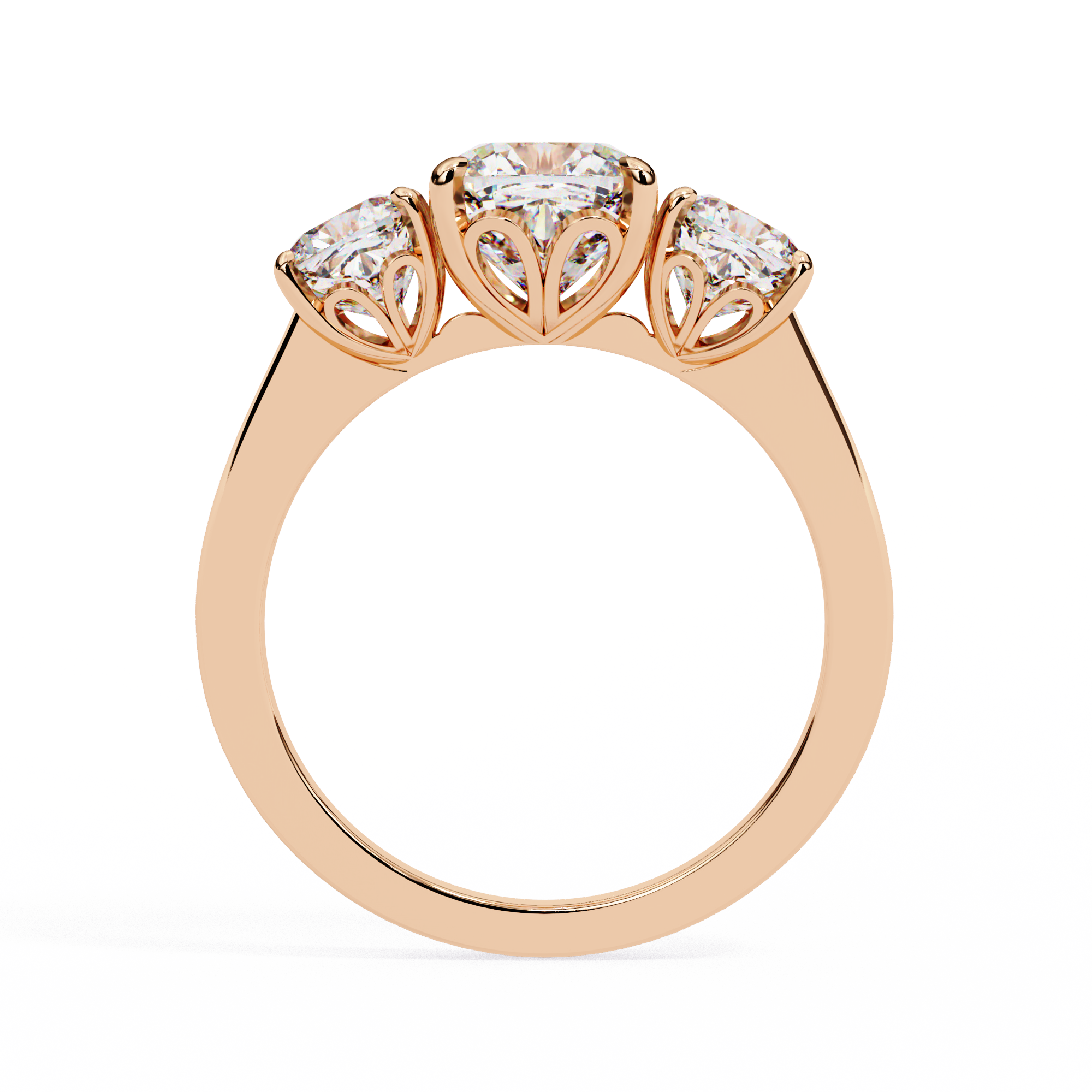 3.96 Carat Cushion Cut Lab Grown Diamond Three-Stone Engagement Ring