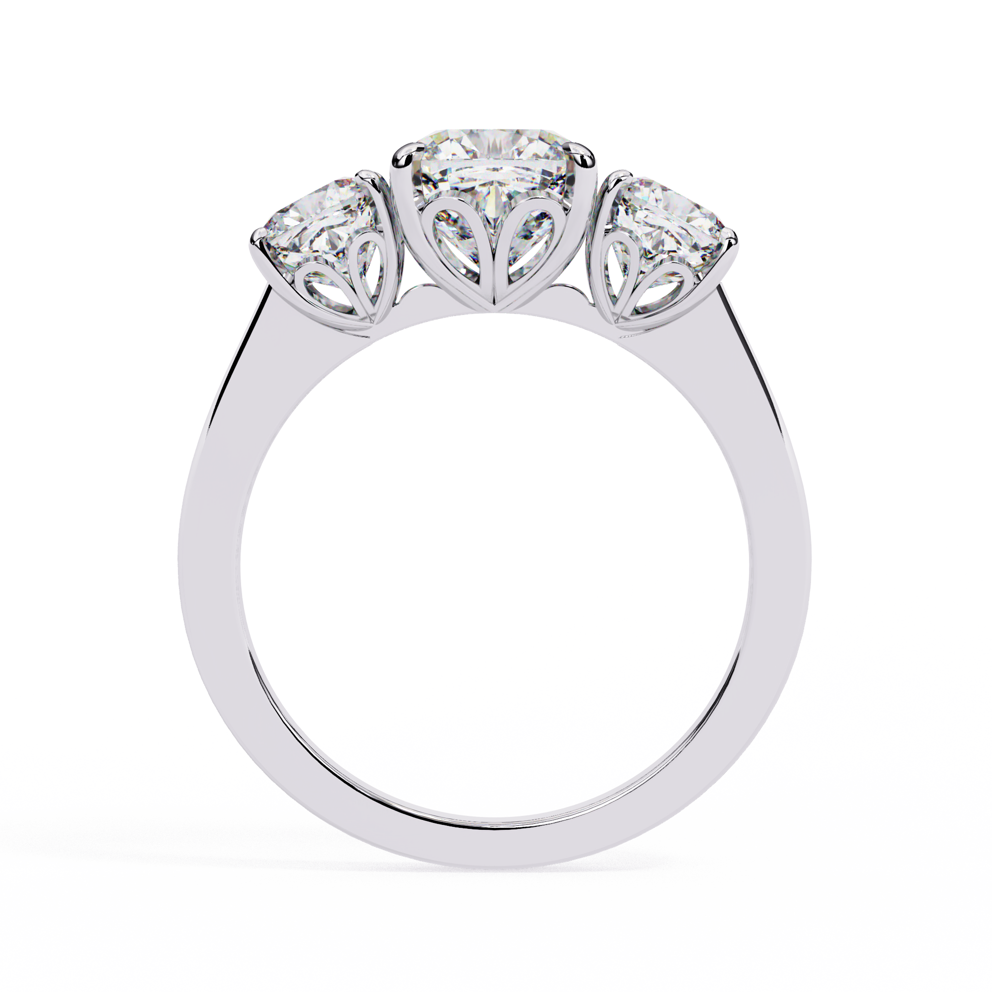 3.96 Carat Cushion Cut Lab Grown Diamond Three-Stone Engagement Ring
