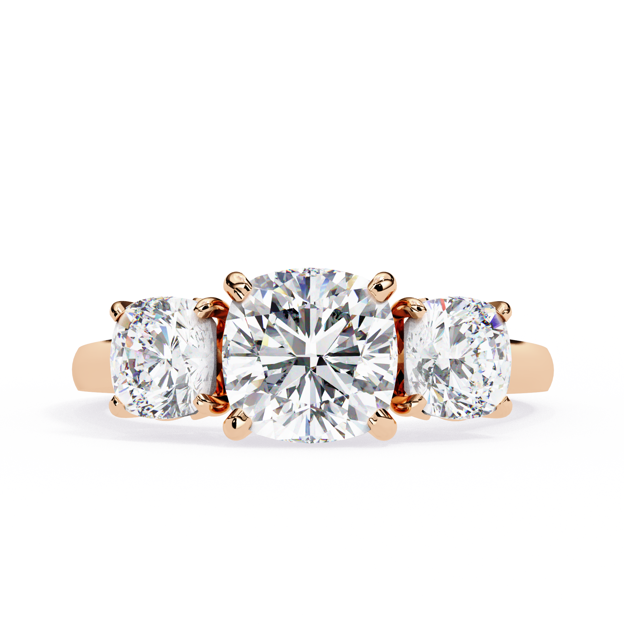 3.96 Carat Cushion Cut Lab Grown Diamond Three-Stone Engagement Ring