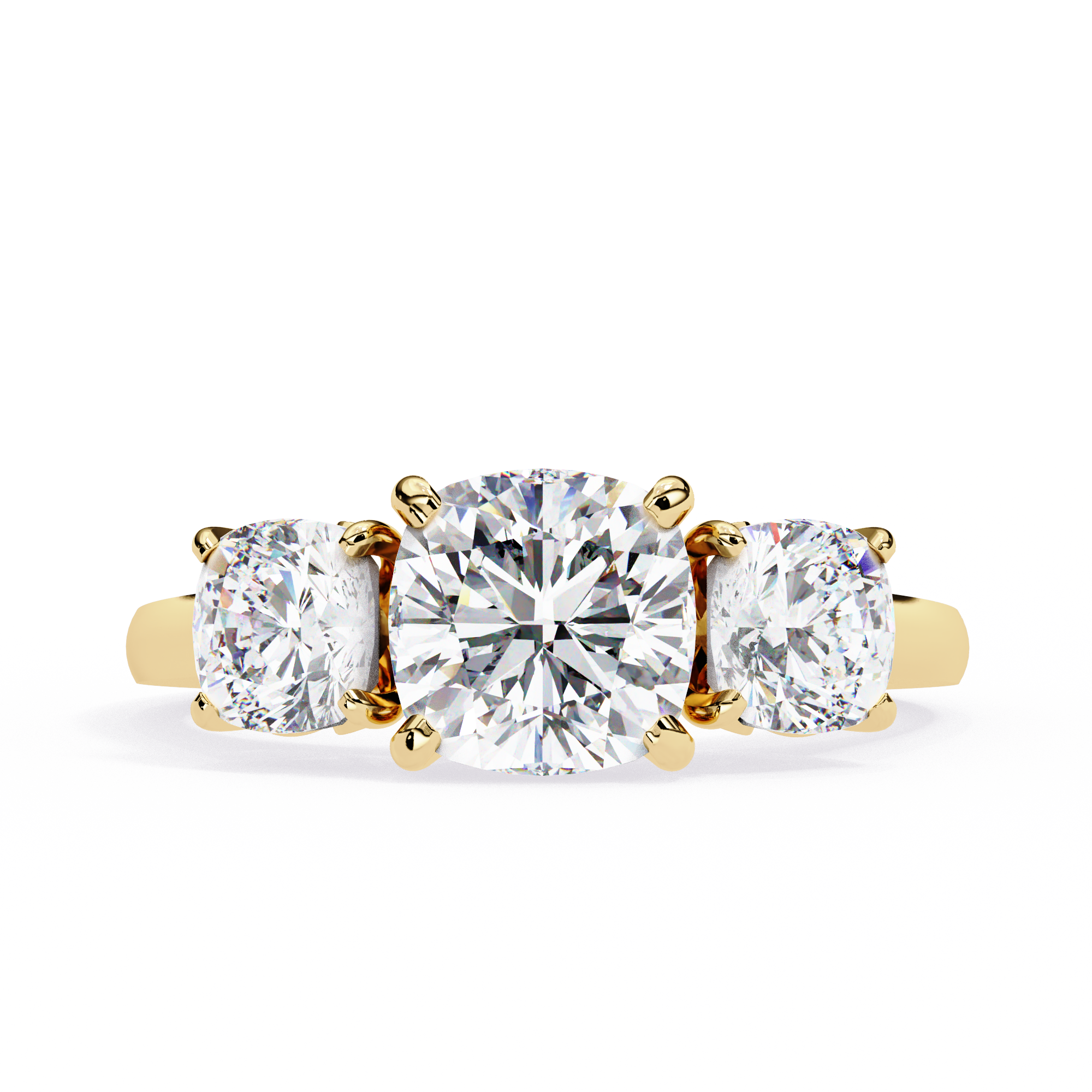 3.96 Carat Cushion Cut Lab Grown Diamond Three-Stone Engagement Ring