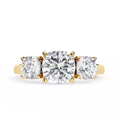 3.96 Carat Cushion Cut Lab Grown Diamond Three-Stone Engagement Ring