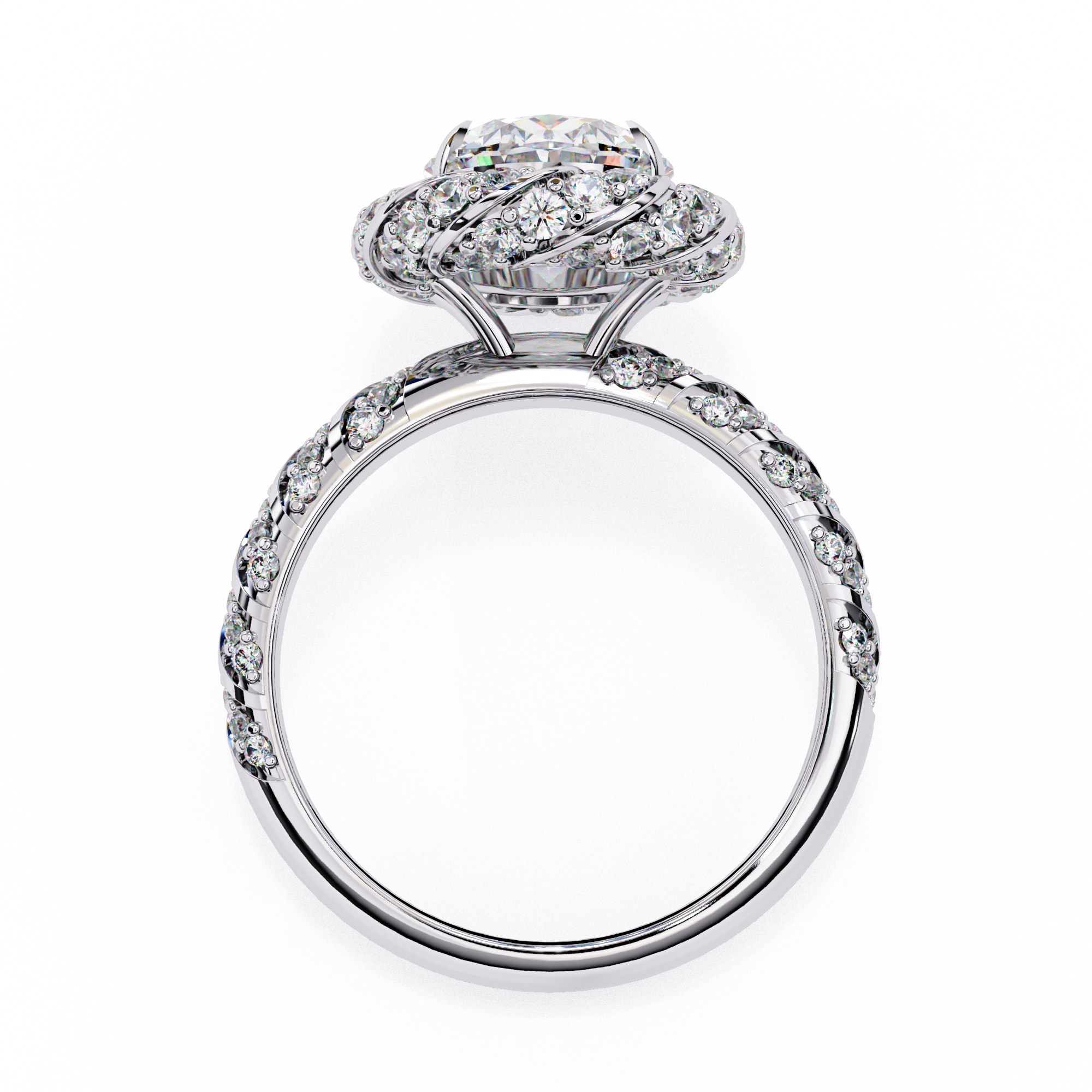 Luxury 3.21 Carat Oval Lab Grown Diamond Vintage Cocktail Ring