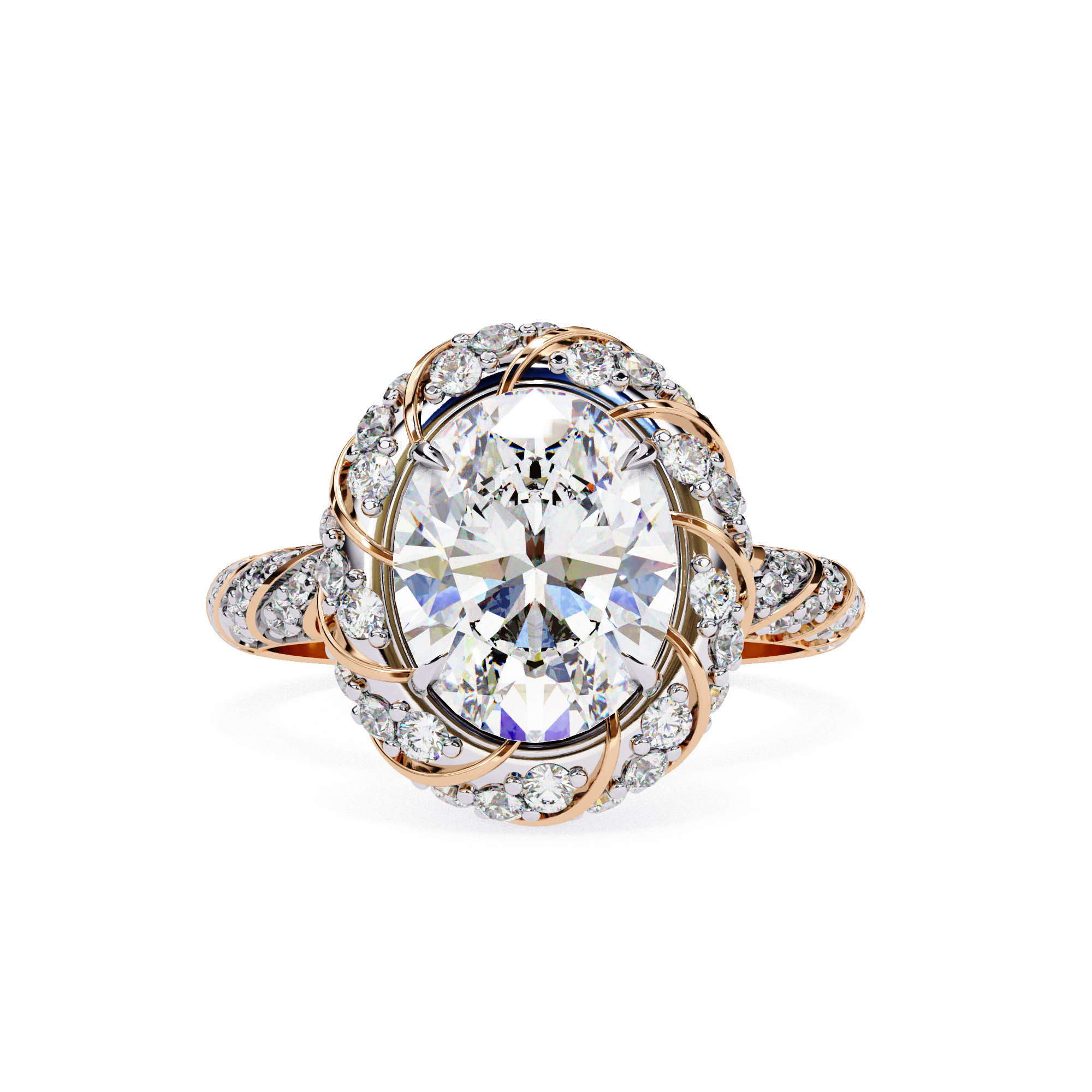 Luxury 3.21 Carat Oval Lab Grown Diamond Vintage Cocktail Ring