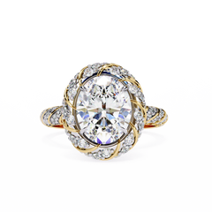Luxury 3.21 Carat Oval Lab Grown Diamond Vintage Cocktail Ring