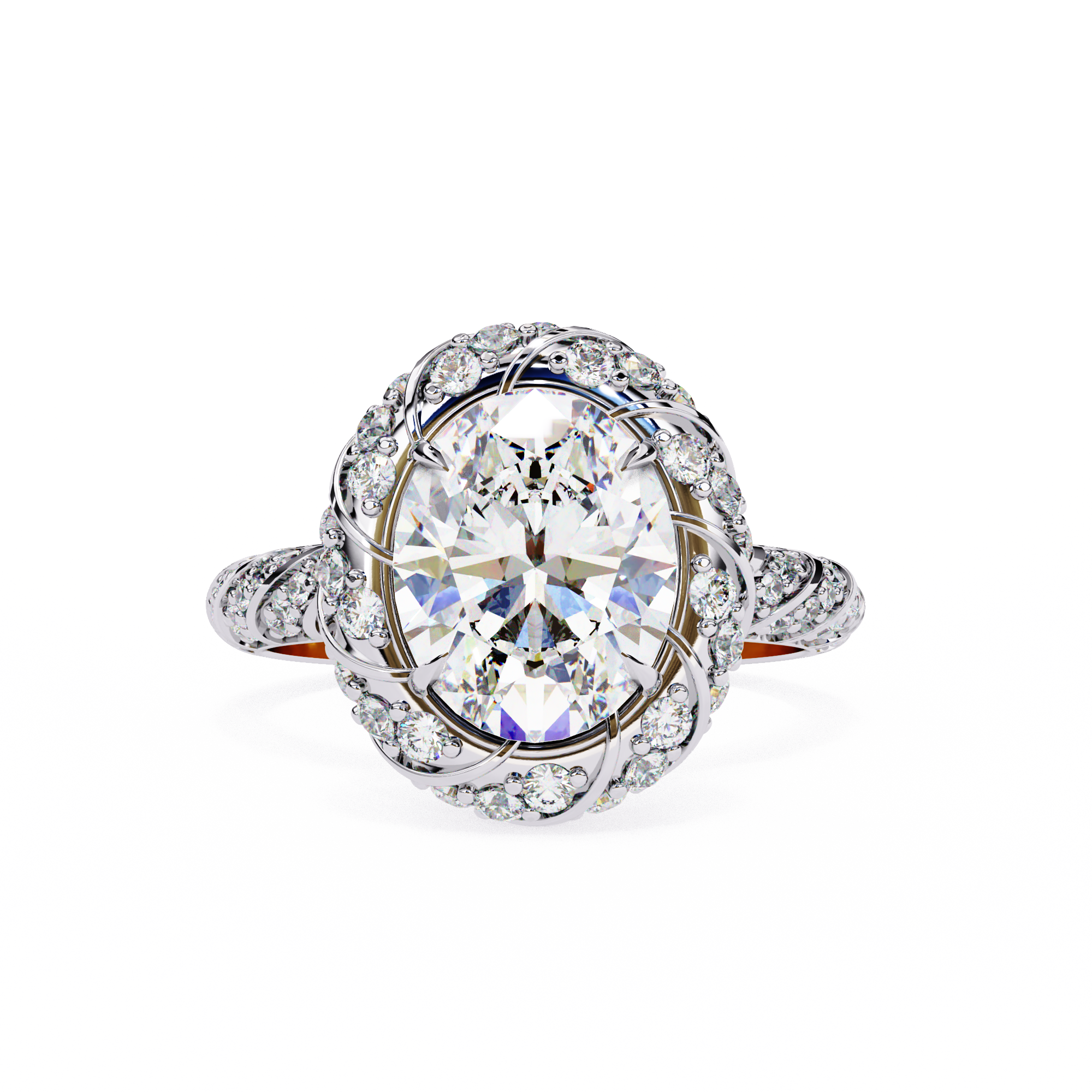 Luxury 3.21 Carat Oval Lab Grown Diamond Vintage Cocktail Ring