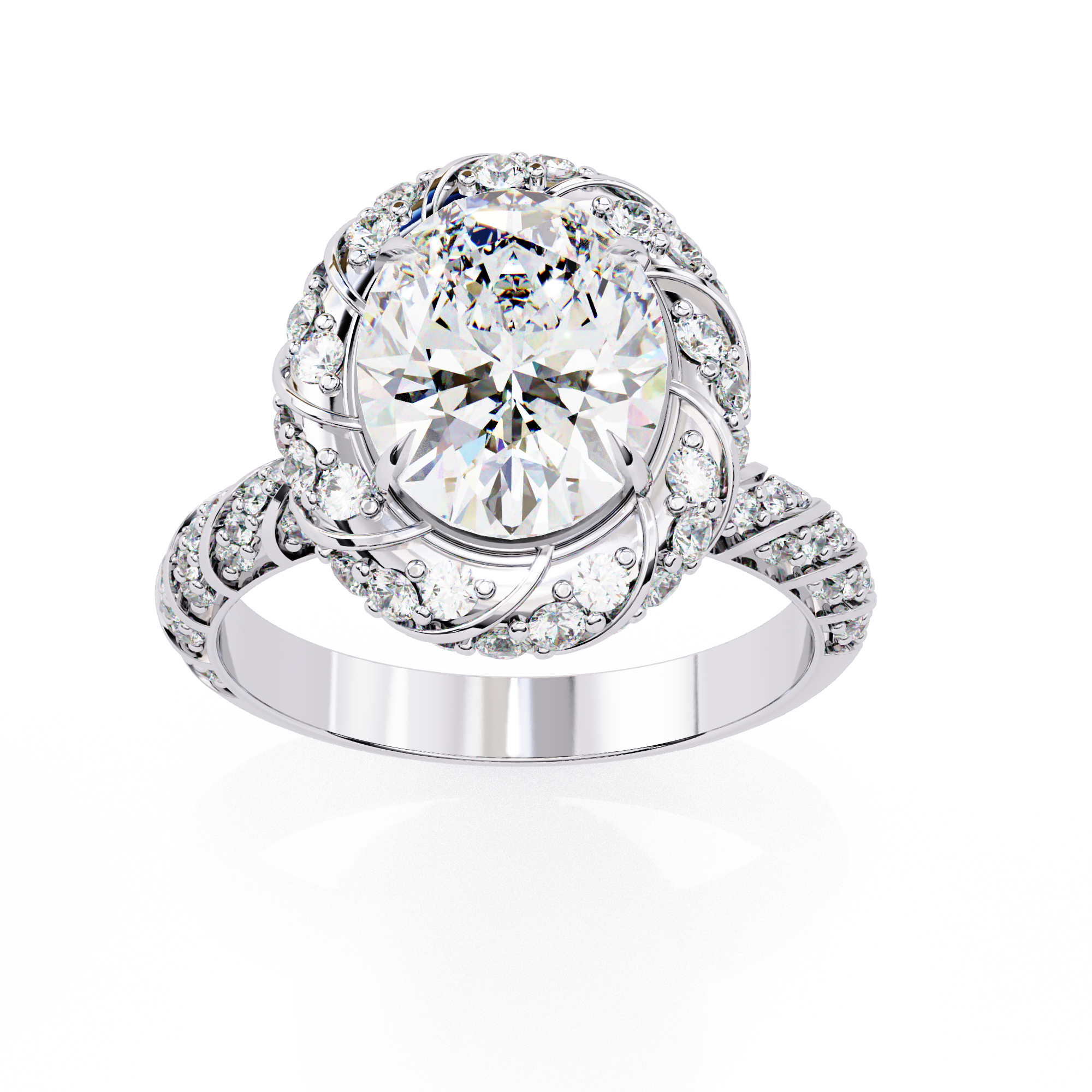 Luxury 3.21 Carat Oval Lab Grown Diamond Vintage Cocktail Ring