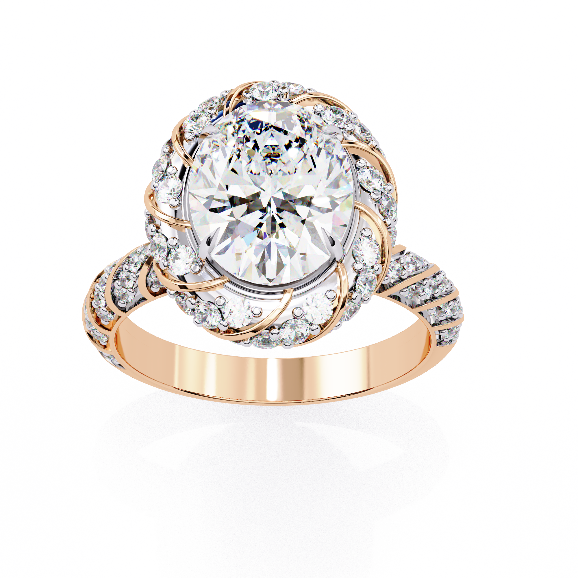 Luxury 3.21 Carat Oval Lab Grown Diamond Vintage Cocktail Ring