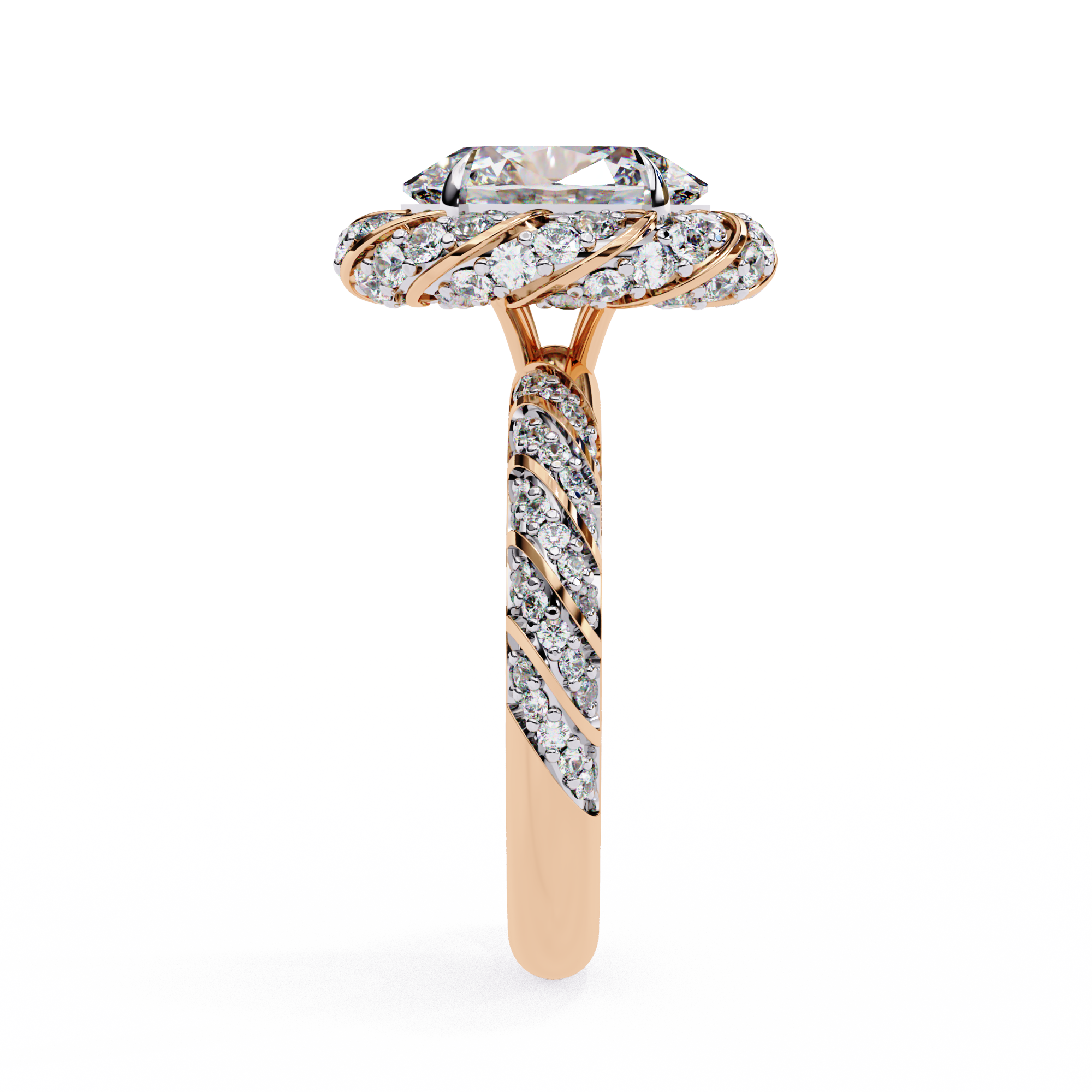 Luxury 3.21 Carat Oval Lab Grown Diamond Vintage Cocktail Ring