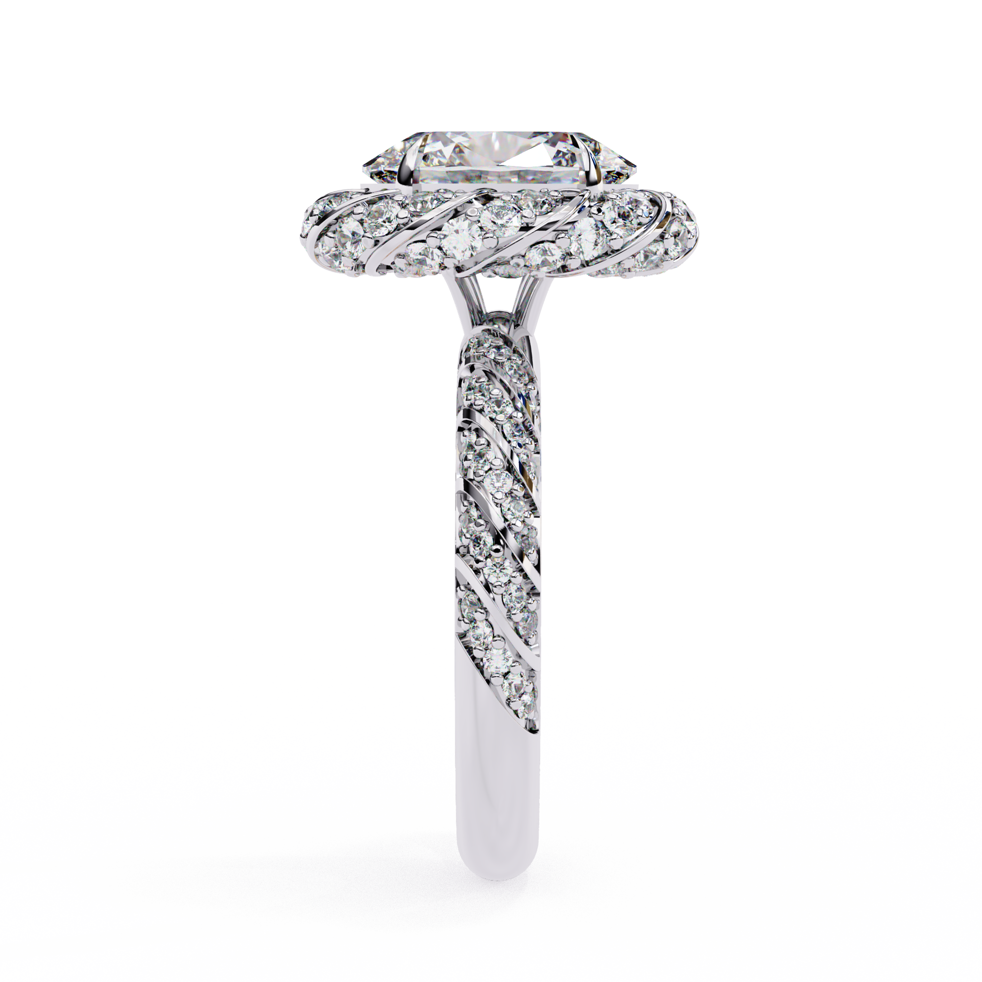 Luxury 3.21 Carat Oval Lab Grown Diamond Vintage Cocktail Ring