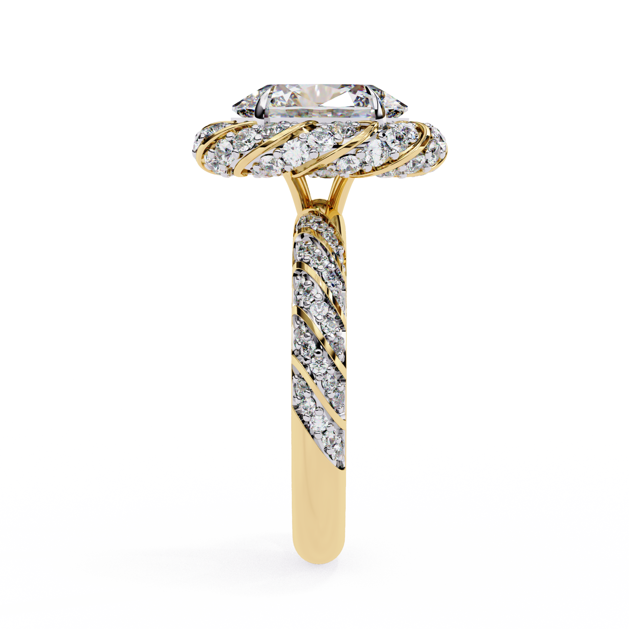 Luxury 3.21 Carat Oval Lab Grown Diamond Vintage Cocktail Ring