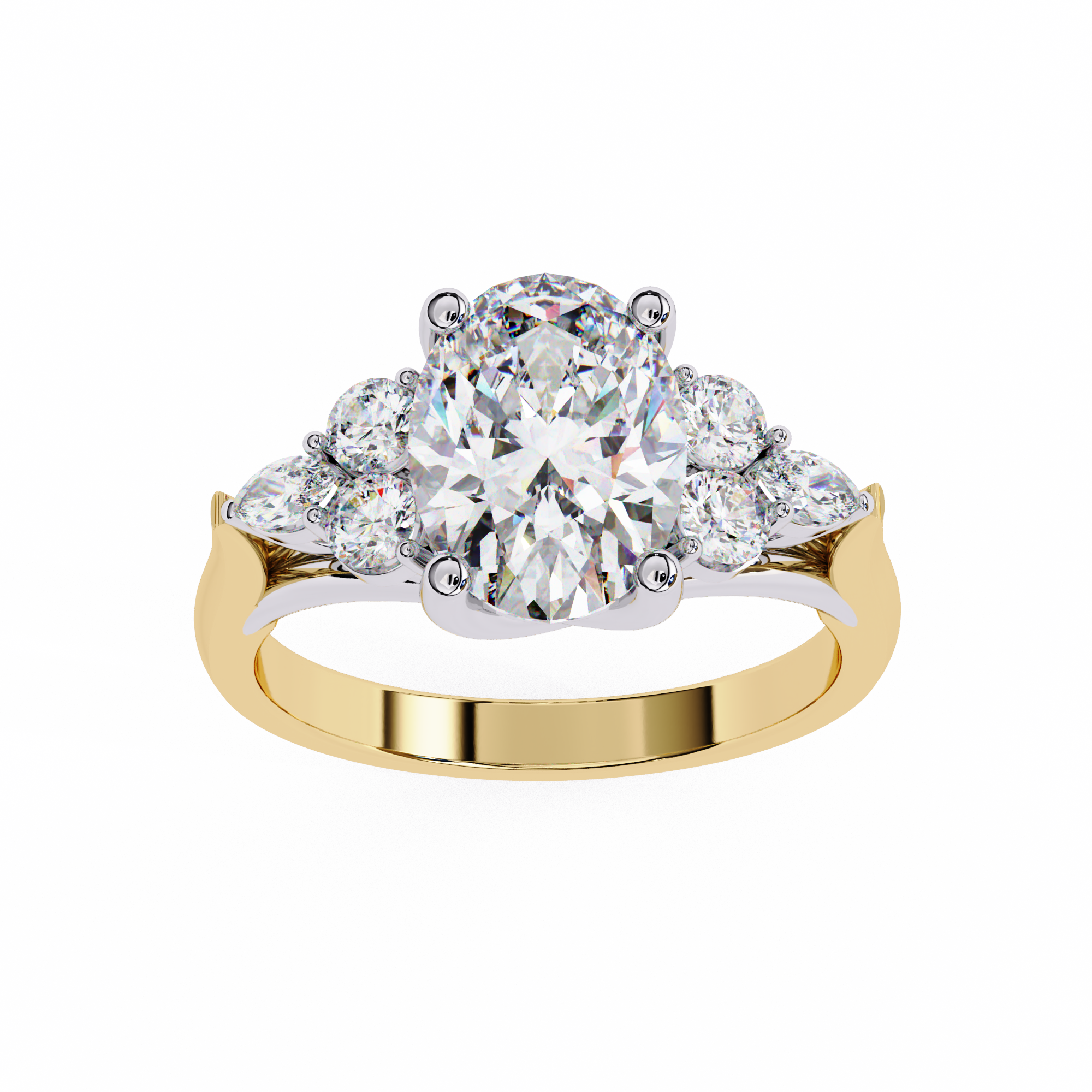2.50 Carat Oval Lab Grown Diamond Seven Stone Engagement Ring