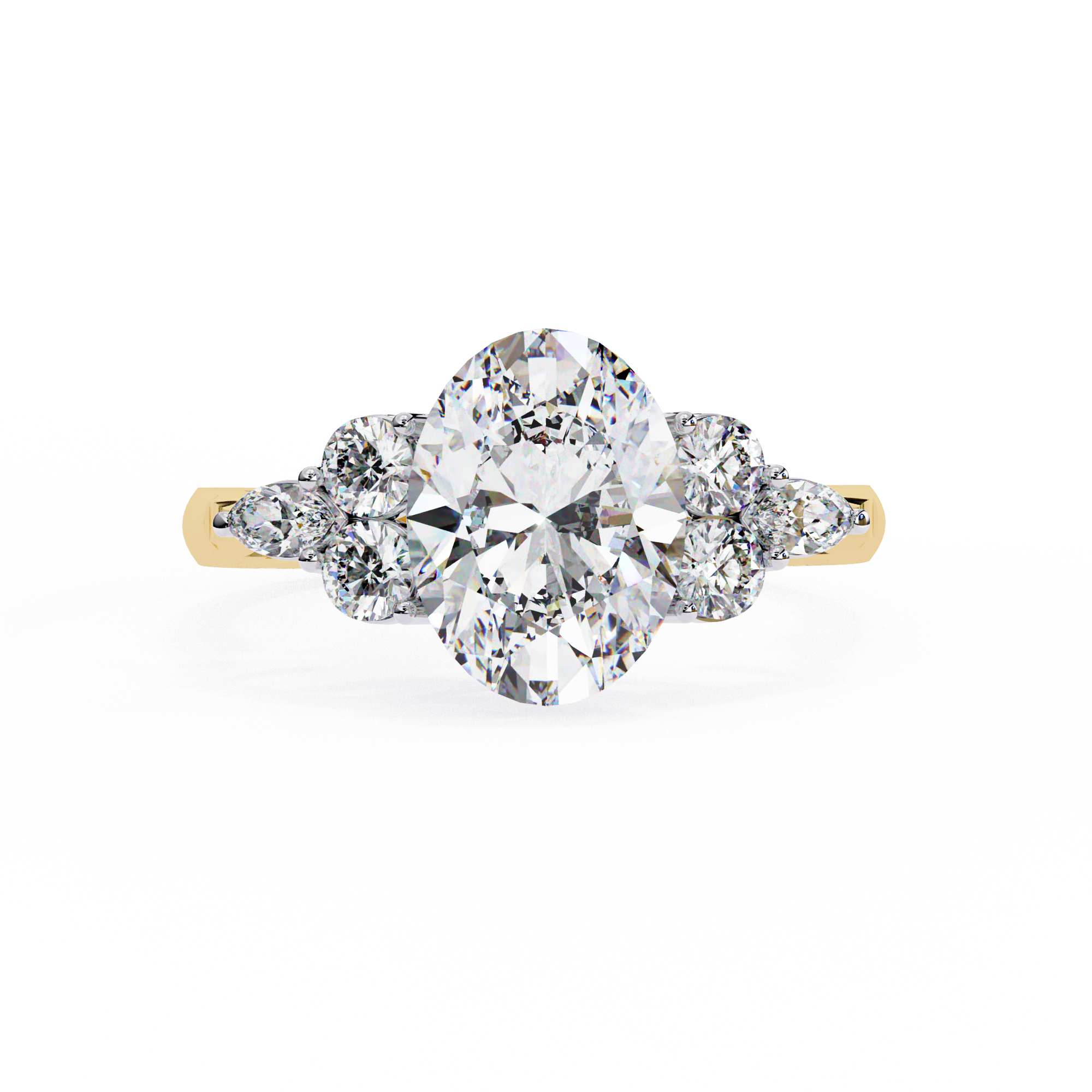 2.50 Carat Oval Lab Grown Diamond Seven Stone Engagement Ring